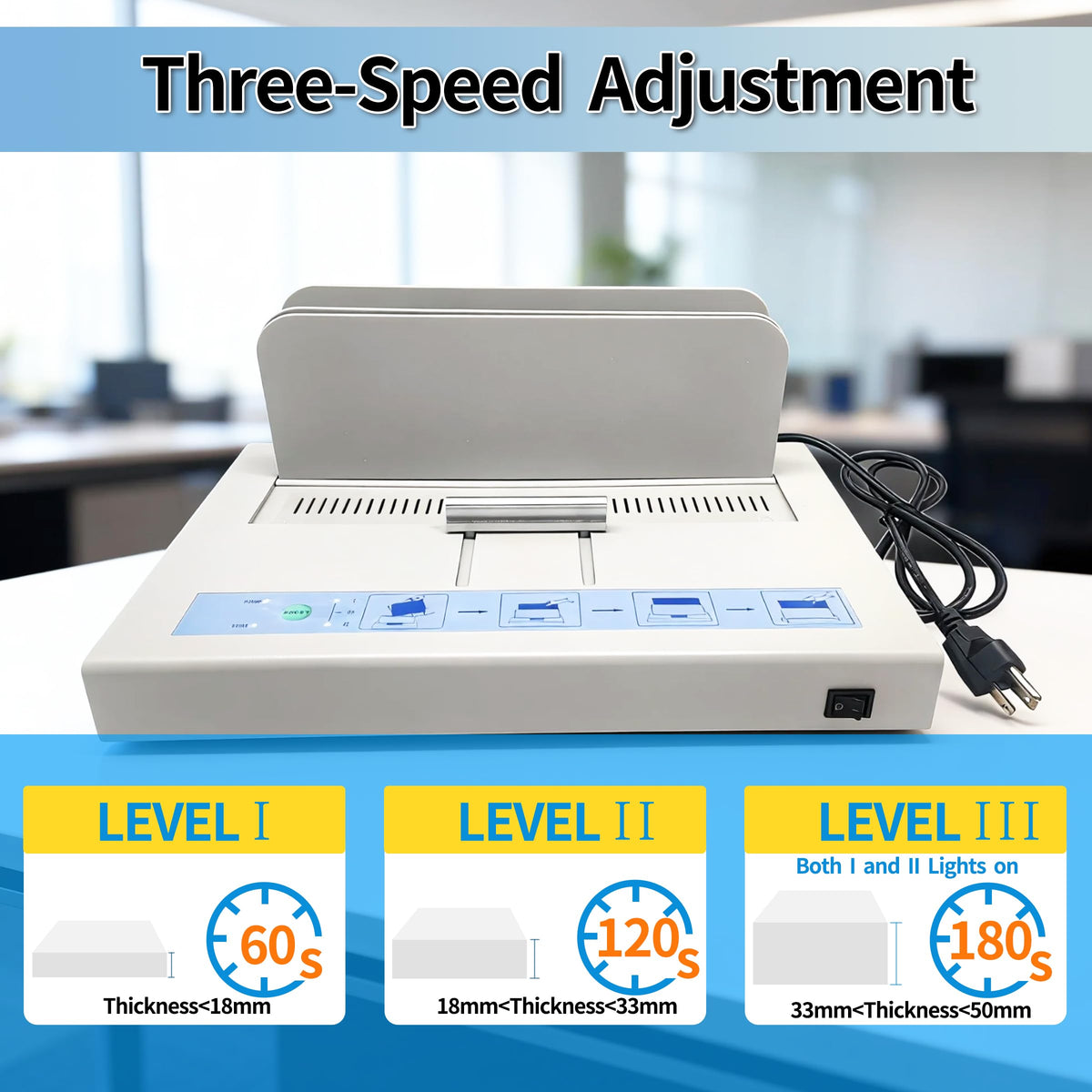 Thermal Binding Machine, 500 Sheets Capacity 50mm Thickness - 110V Hot Melt Binder Compatible with A3(Short Edge)/A4/A5/A6 Documents