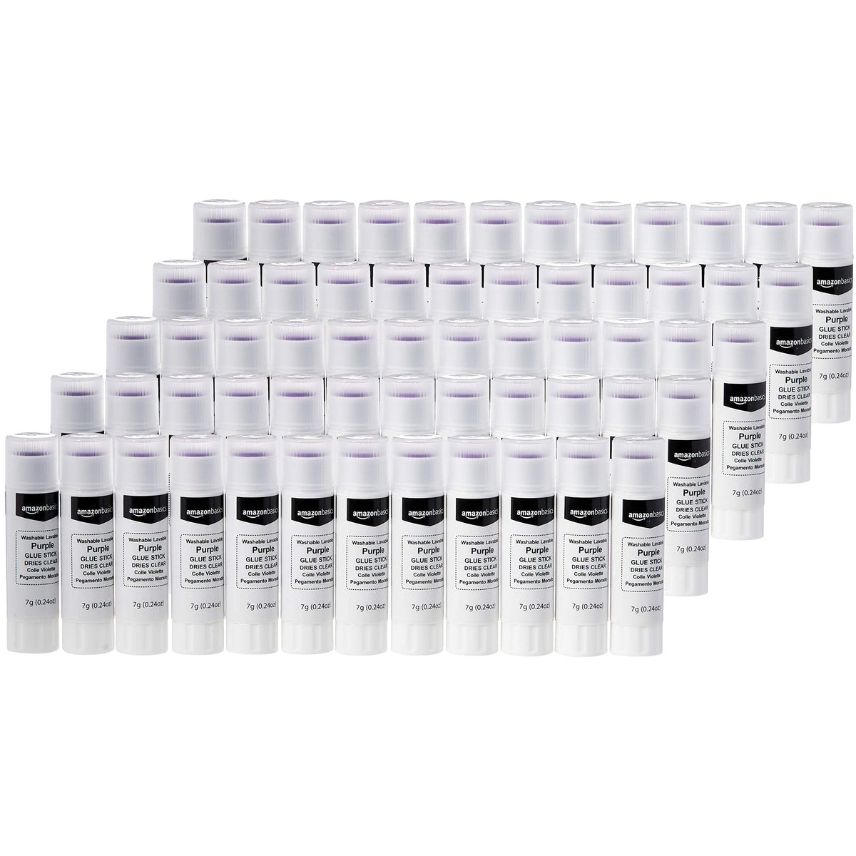 Amazon Basics Purple Washable School Glue Sticks for Classroom Supplies and Craft Projects, Dries Clear, 0.24-oz Stick, 60-Pack