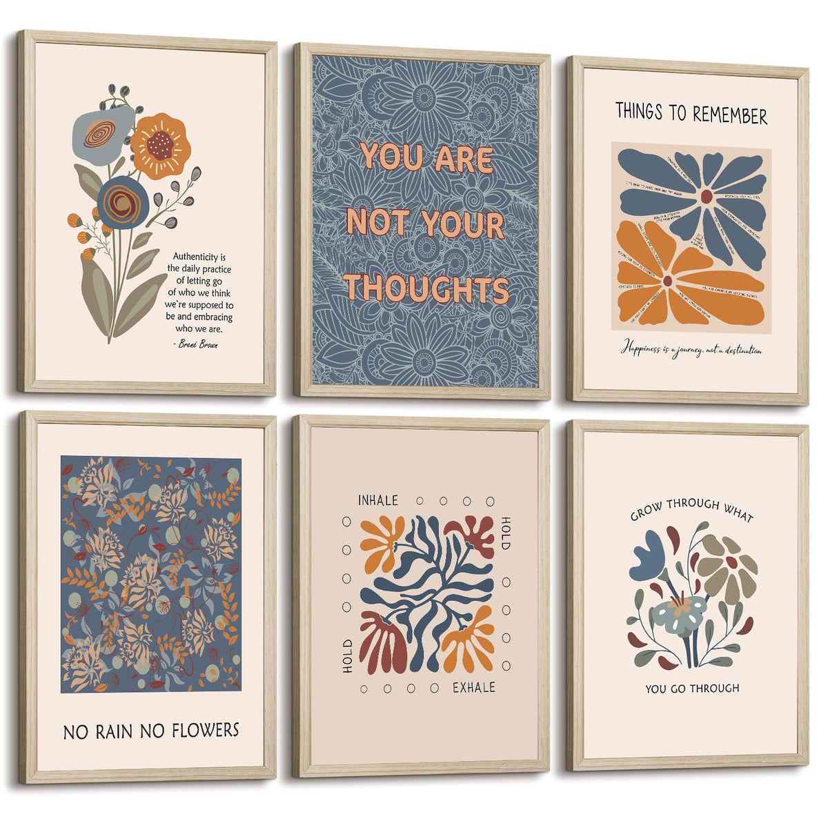 Mental Health Wall Art Poster Motivational Canvas Wall Decor Therapy Office Poster Decor Boho Inspirational Prints Psychology Positive Quotes Pictures Artwork for Classroom 8x10x6 Inch Framed