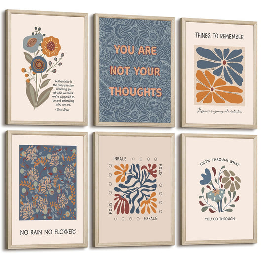 Mental Health Wall Art Poster Motivational Canvas Wall Decor Therapy Office Poster Decor Boho Inspirational Prints Psychology Positive Quotes Pictures Artwork for Classroom 8x10x6 Inch Framed