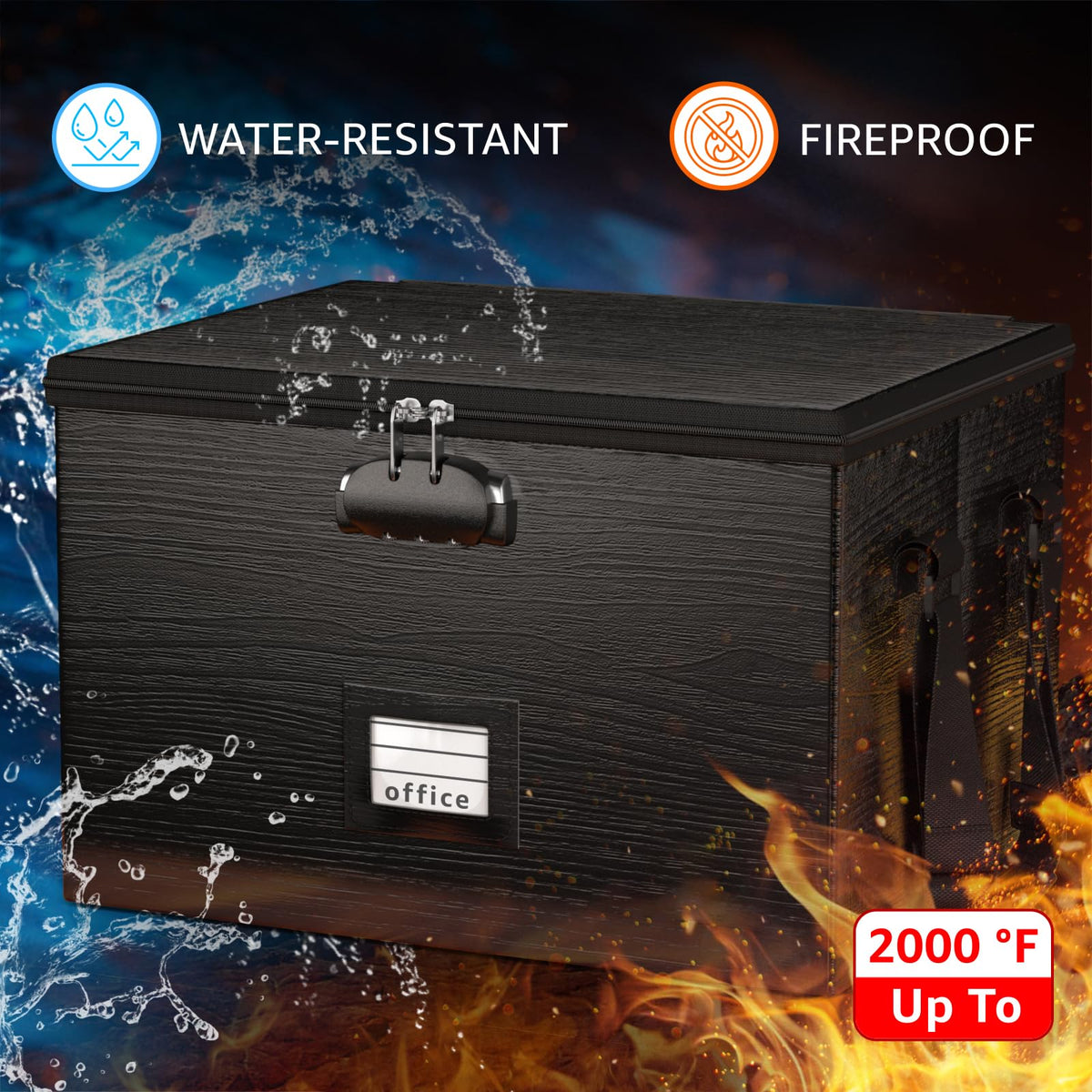 ROSONG Fireproof Document Box File Organizer - Portable Locking Filing Storage Box with Handle Waterproof for Hanging Letter/Legal Folder Important Document