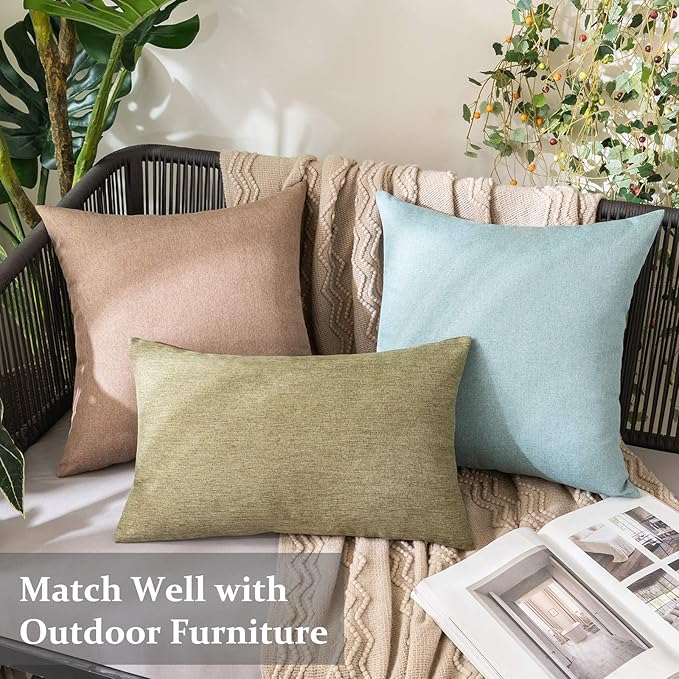 MIULEE Pack of 2 Decorative Outdoor Solid Waterproof Throw Pillow Covers Spring