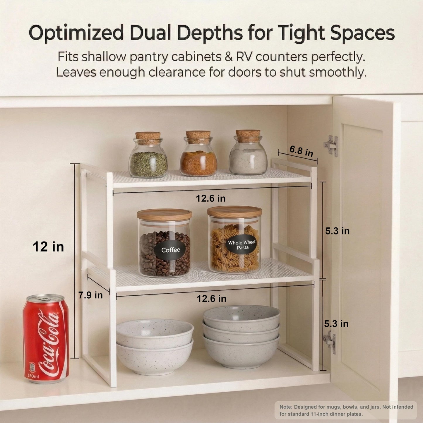 BlisXybion Set of 2 Cabinet Organizers 12.6''W 44 LBS Load Capacity Heavy Duty Kitchen Pantry Shelves Counter Countertop Storage Racks