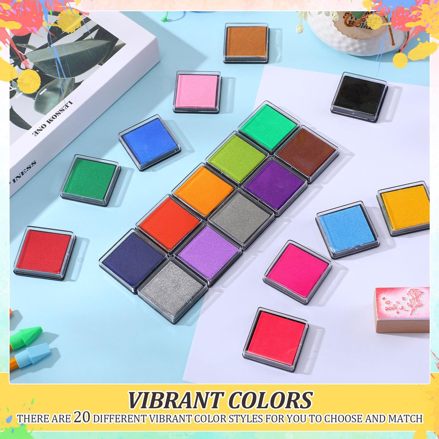 Jetec 36 Pcs Mini Ink Pads for Stamps, Rainbow Finger Washable Ink Pad for Scrapbooking, DIY Craft Project Scrapbook Supplies for Adults (Classic)