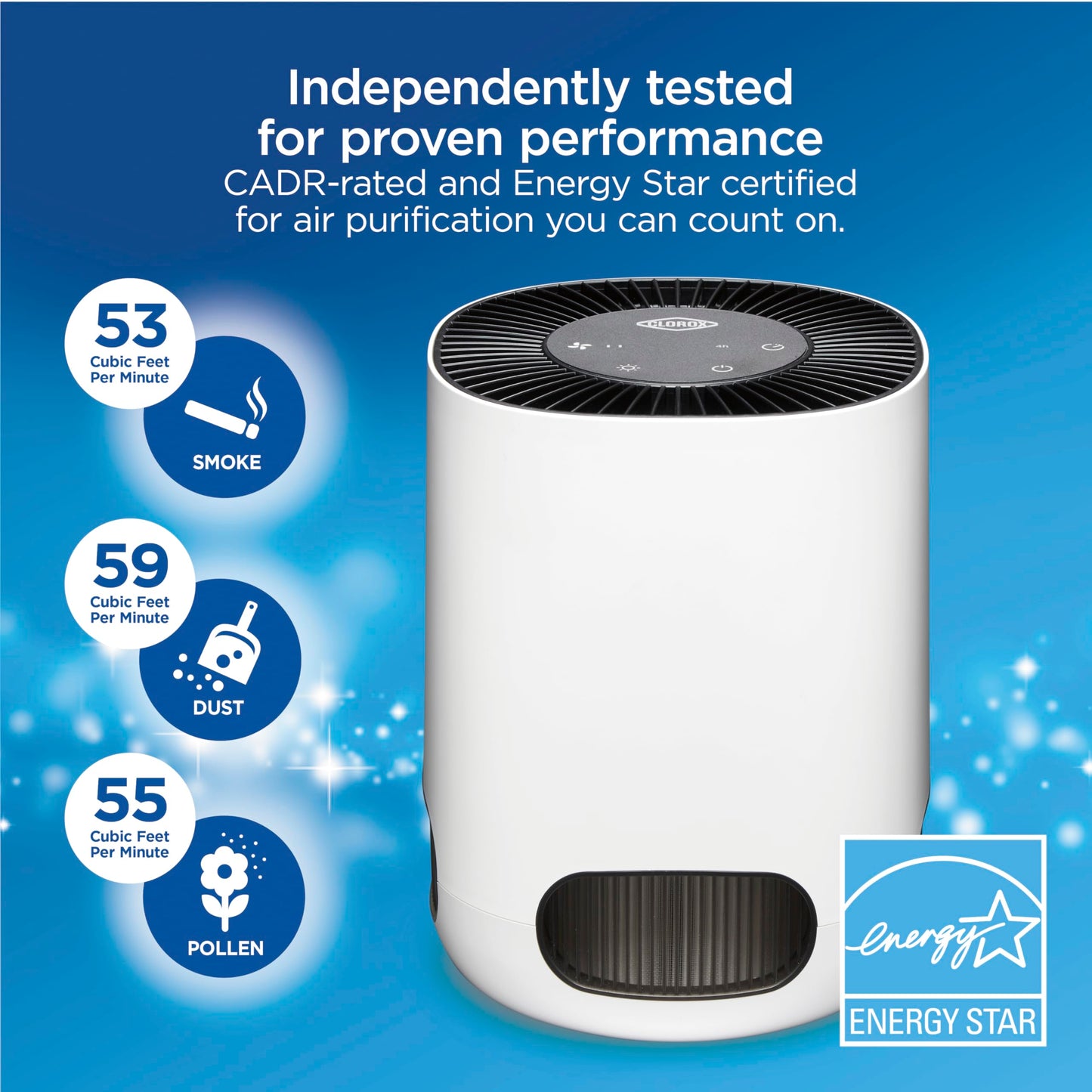Clorox Air Purifiers for Bedroom Home, True HEPA Filter, Small Rooms Up to 200 Sq Ft, Removes 99.9% of Mold, Viruses, Wildfire Smoke, Allergens, Pet Allergies, Dust, AUTO Mode, Whisper Quiet