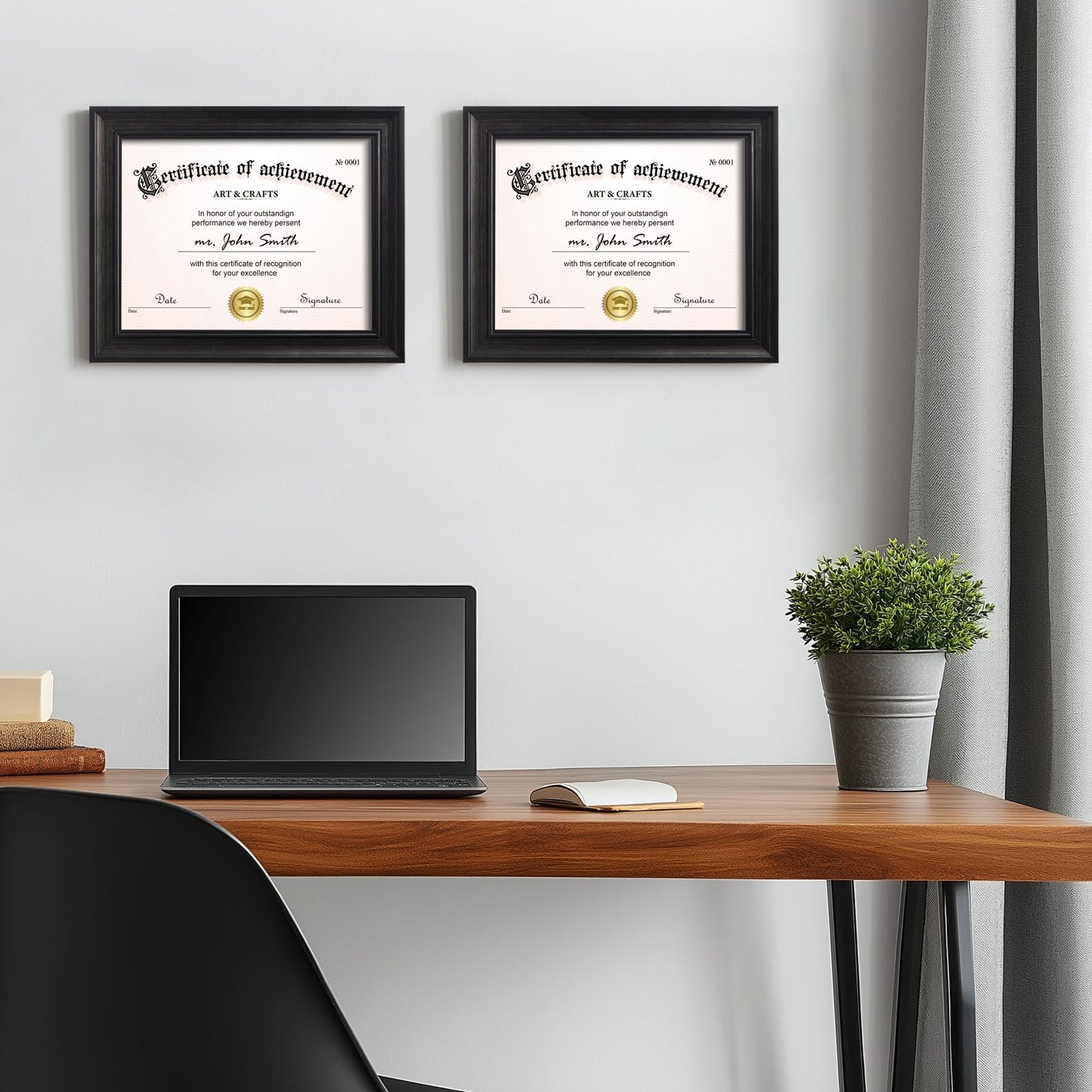 Yaetm 8.5x11 Diploma Frame, Document Frame with Shatter-Resistant Tempered Glass, Display 8.5 x 11 inch Certificate, Rustic Black, Tabletop & Wall Mount (Single, Black)