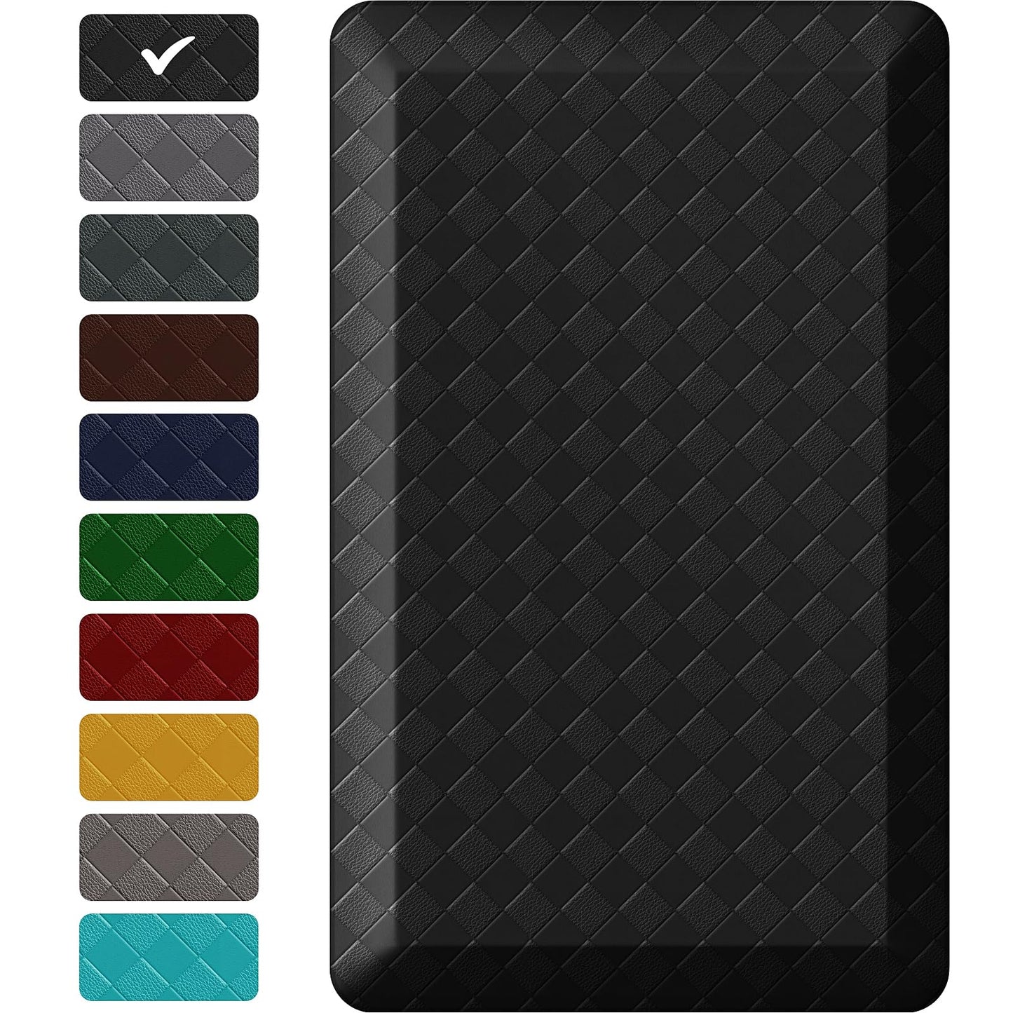 StepRite 1” Thick Kitchen Mats for Floor, Anti Fatigue Kitchen Rugs, Non-Slip,Heavy Duty Water Resistant Kitchen Rug, Standing Desk Mat for Friends, Family, Home, Kitchen, Office (32" x 20", Black)
