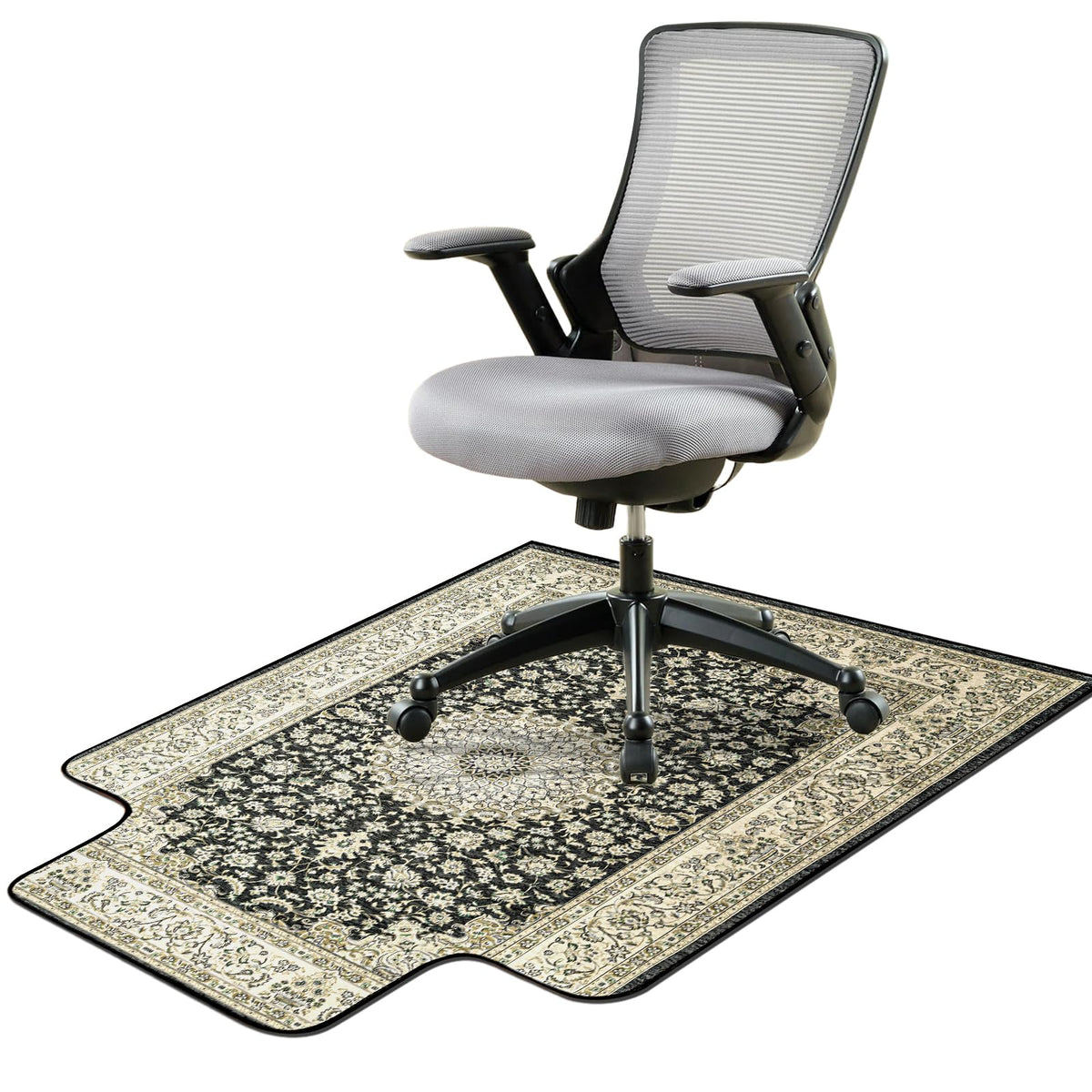 36" X 48" Office Chair Mat for Hardwood and Tile Floors, Under Desk Chair Mat for Carpet Protector Rolling Computer Chairs, Machine Washable Non-Slip Area Rug, Black
