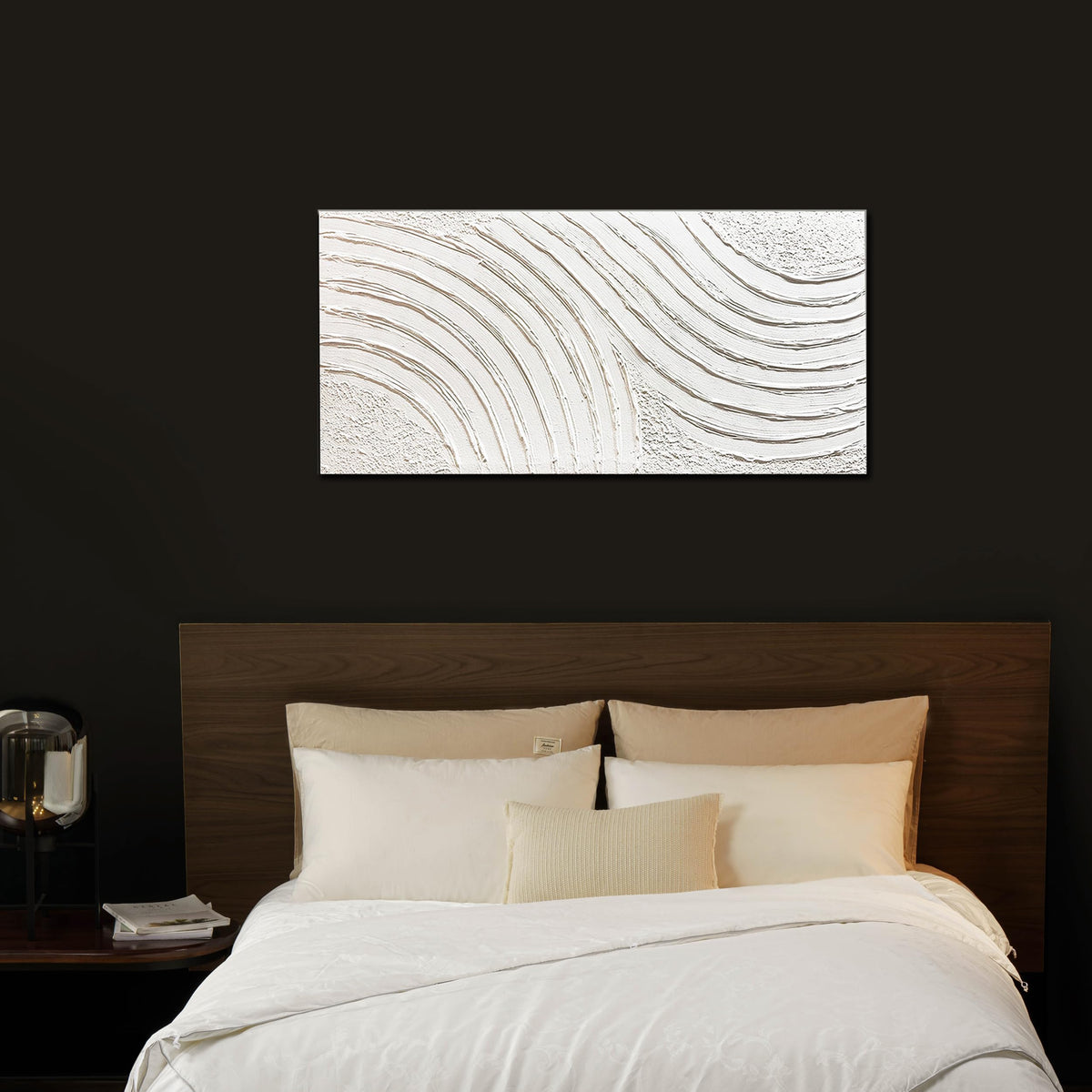 Trogonup Large Abstract Canvas Wall Art for Living Room Hand Painted White Minimalist Textured Painting Modern Neutral Artwork for Bedroom Home Office Decor Ready to Hang 20x40 Inch