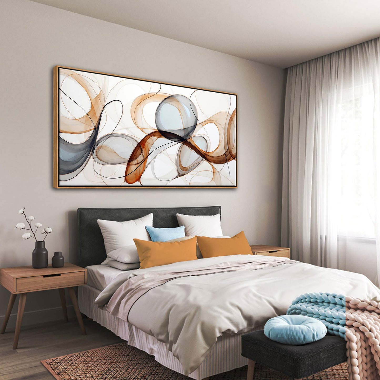 XLSJERST Modern Abstract Wall Art - Deep Spiritualism Art White And Brown Canvas Pictures Artwork Living Room Office Bedroom Wall Decor