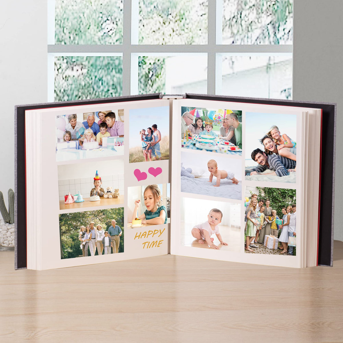 Photo Album Self Adhesive 3x5 4x6 5x7 6x8 8x10 8.5x11 11x10.6 Magnetic Scrapbook Album DIY Length 11x10.6 Inch 40 Pages Linen Cover DIY Photo Album with A Metallic Pen and and Plastic Board(Grey)