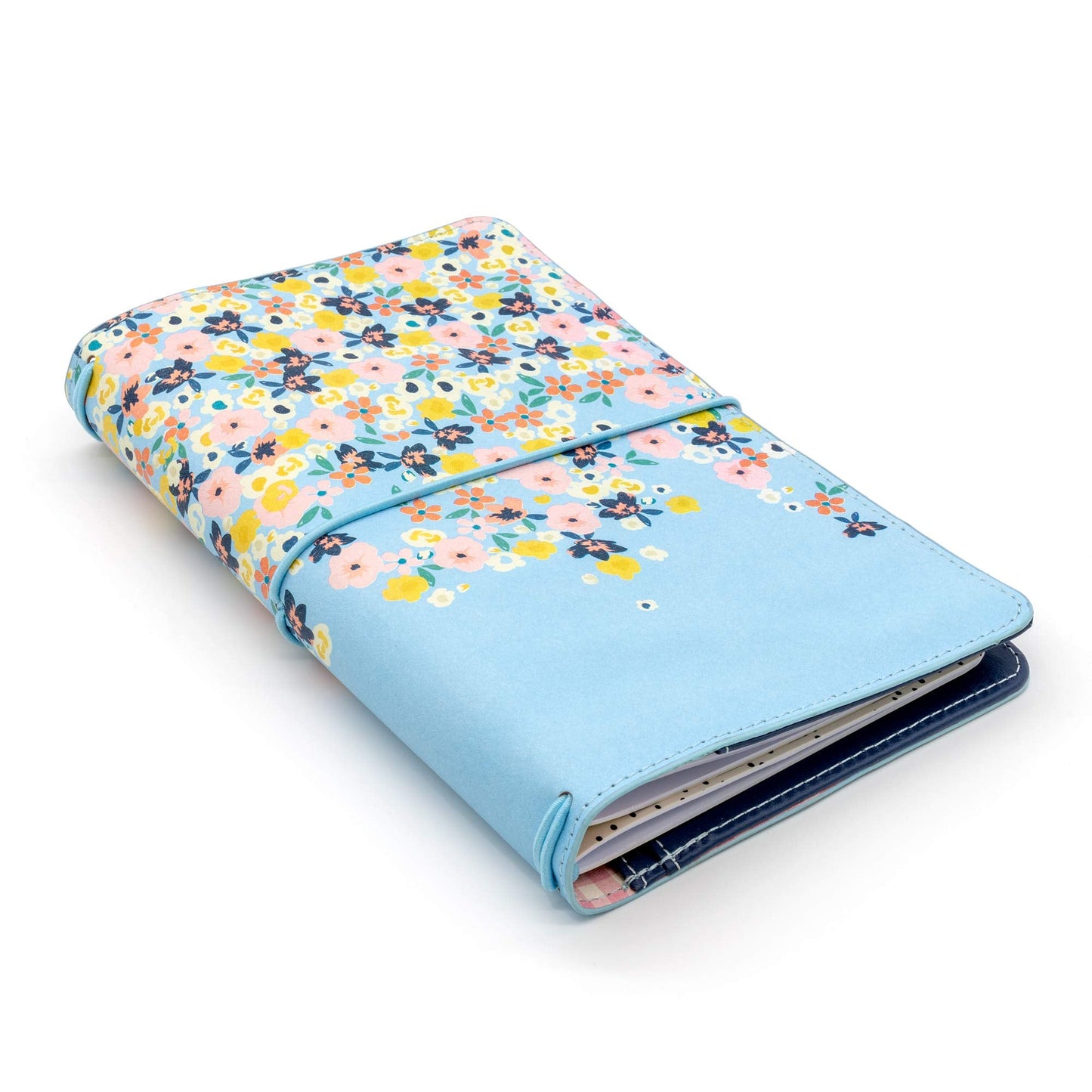 Pukka Pad, Carpe Diem Refillable Traveler’s Notebook Cover – Faux Leather Portfolio with Blank and Lined Notepads – Includes 6 Pockets, Pen Loop, and Elastic Closure – 8.5 x 5.5 Inches, Ditsy Floral