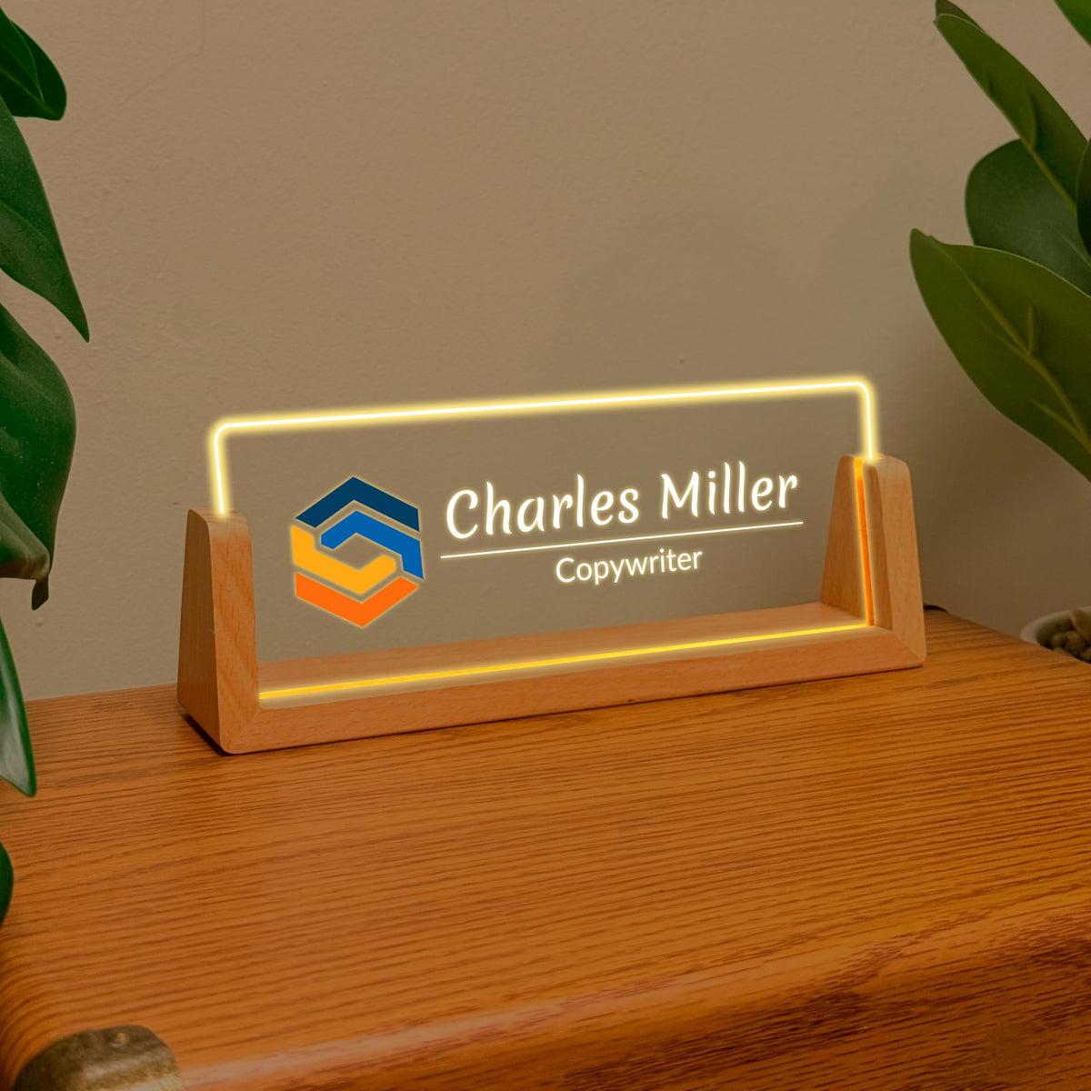 Personalized Office LED Stand Name Plate - Office Desk Name Sign Custom Business Decor for Office Coworkers Employees Corporate Gift Office Decor, Valentines Day