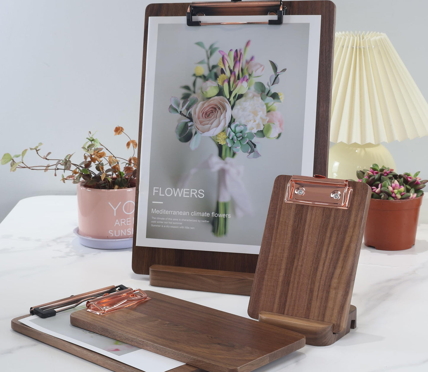 Solid Hardwood Walnut Clipboard with Stand Set - Ideal for Menu Display, Receipt Holder, and More for Restaurants, Bars, Coffee Shops, Self-Service BBQ, Tables, and Countertops