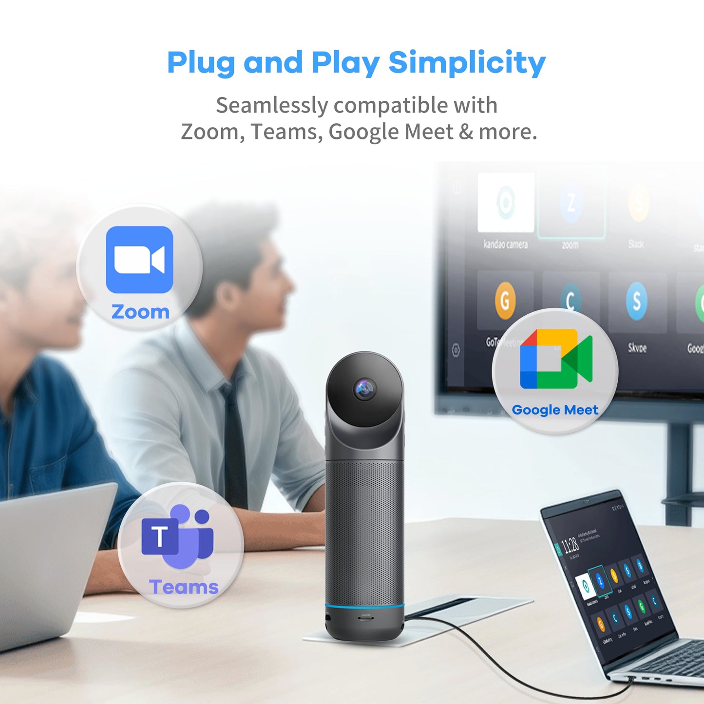 KanDao Meeting Pro 360-degree Video Conference Camera with Microphones and Speakers, AI Tracking, Smart Zooming, Automatic Focus, 4-in-one Standalone Meeting Room Camera System, Wi-fi/HDMI/USB