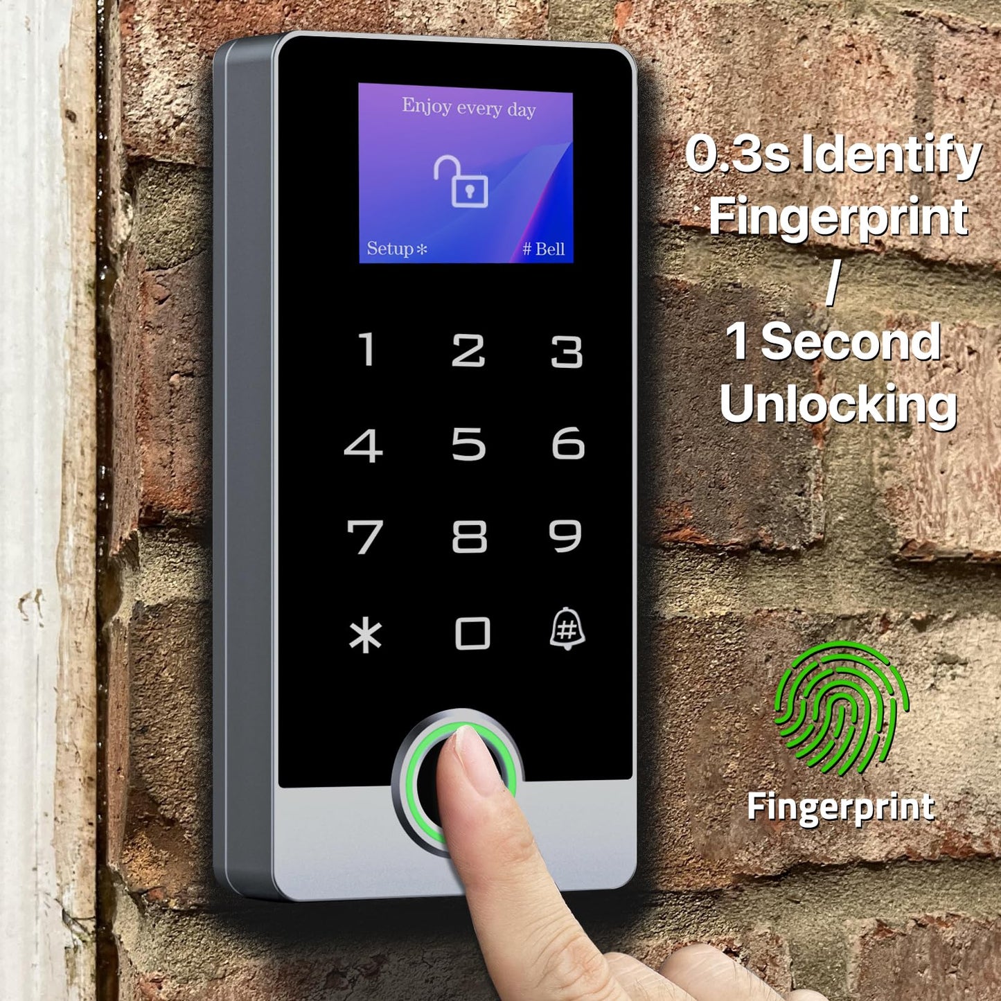 Wireless WiFi TUYA Access Control System with LED Screen/Voice, Fingerprint Password Stand-Alone Door Access Control Keypad, WG26/34 EM Card Reader Access Controller, Full Metal Weatherproof