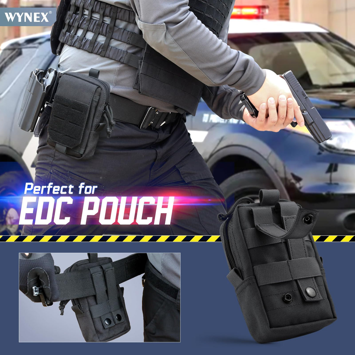 WYNEX Tactical EDC Pouch, Molle Utility Pouches Gadget Organizer Phone Holder Waist Pack Smartphone Pouch Tool Holster Pocket Black