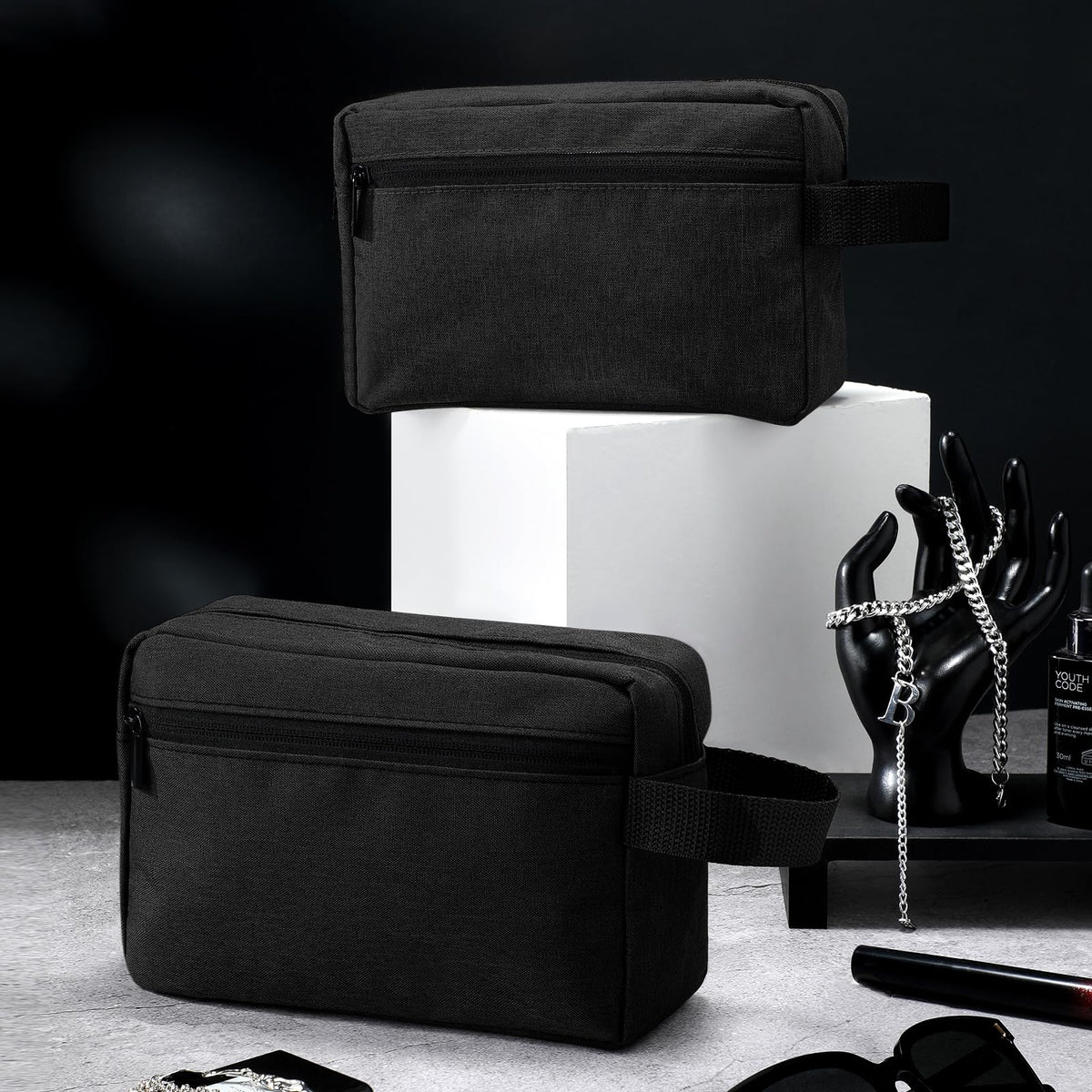 Paterr 32 Pcs Travel Toiletry Bag for Men Women Large Water Resistant Shaving Bag Hanging Cosmetic Bag Makeup Travel Pouch Foldable Toiletry Organizer with Divider Handle for Toiletries Accessories
