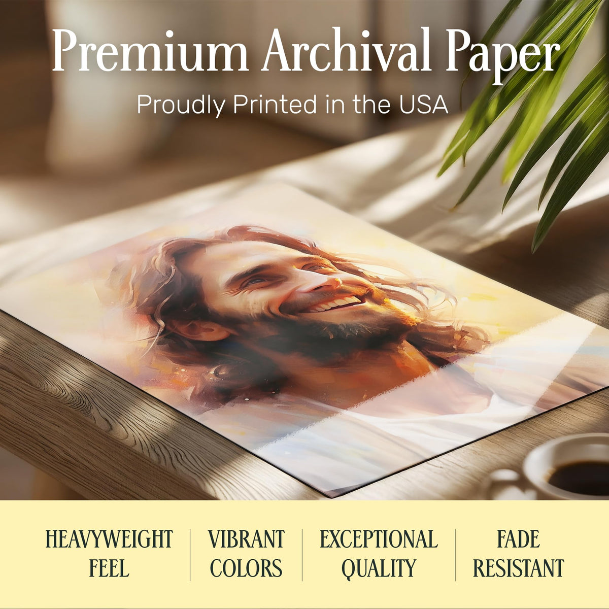 Jesus Portrait Wall Art 11x14 Religious - Christian Paintings Wall Decor - Spiritual Artwork - Smiling Christ Painting - Home Office Living Room - Christian Gift - Premium Quality - UNFRAMED