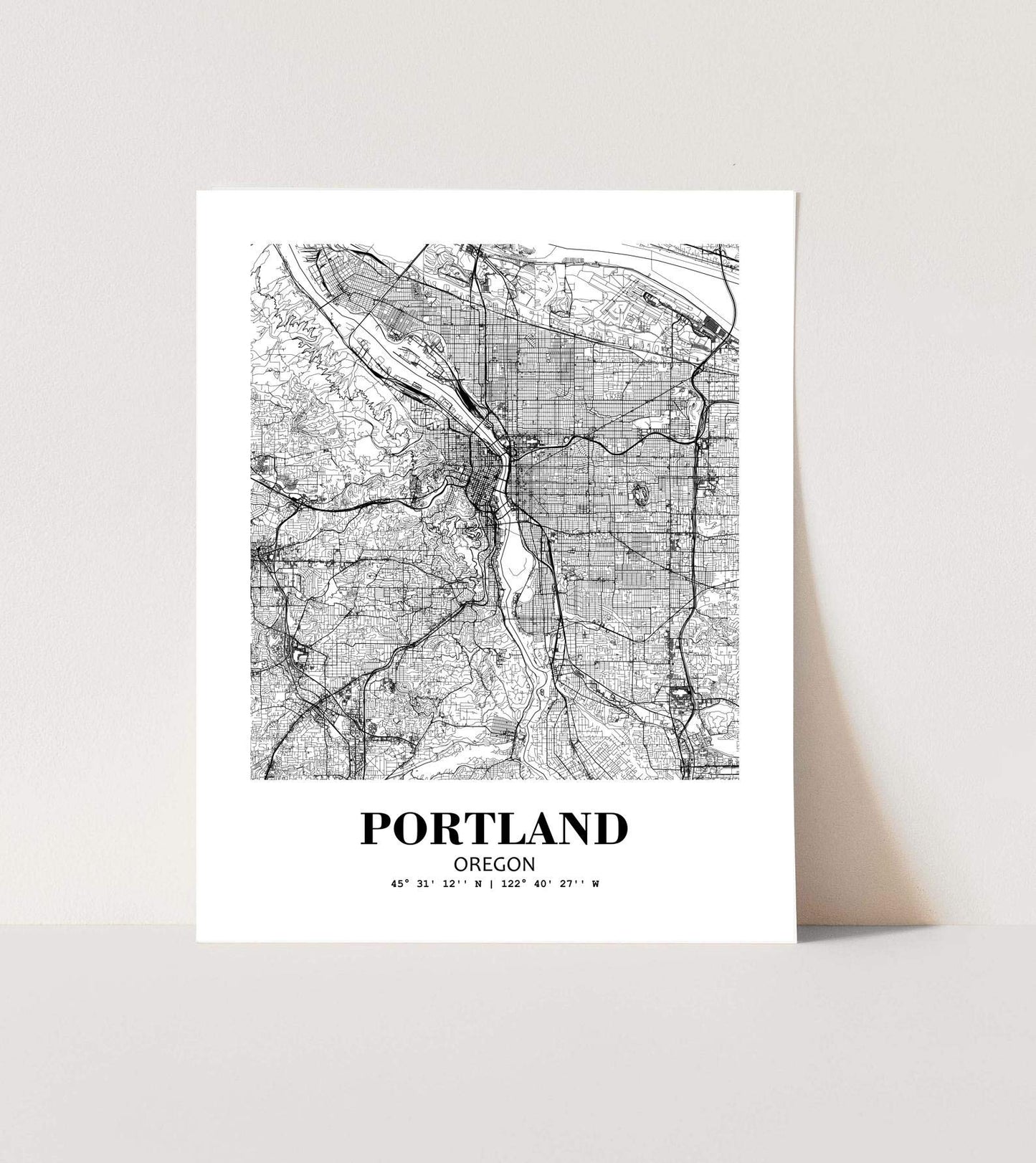 Eleville 11X14 Unframed Portland Oregon City View Abstract Road Modern Map Art Print Poster Wall Office Home Decor Minimalist Line Art Hometown Housewarming wgn453