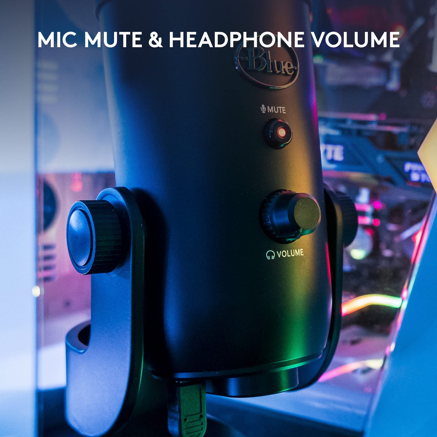 Logitech Creators Blue Yeti USB Microphone for PC, Mac, Gaming, Recording, Streaming, Podcasting, Studio and Computer Condenser Mic with Blue VO!CE effects, 4 Pickup Patterns, Plug and Play - Blackout