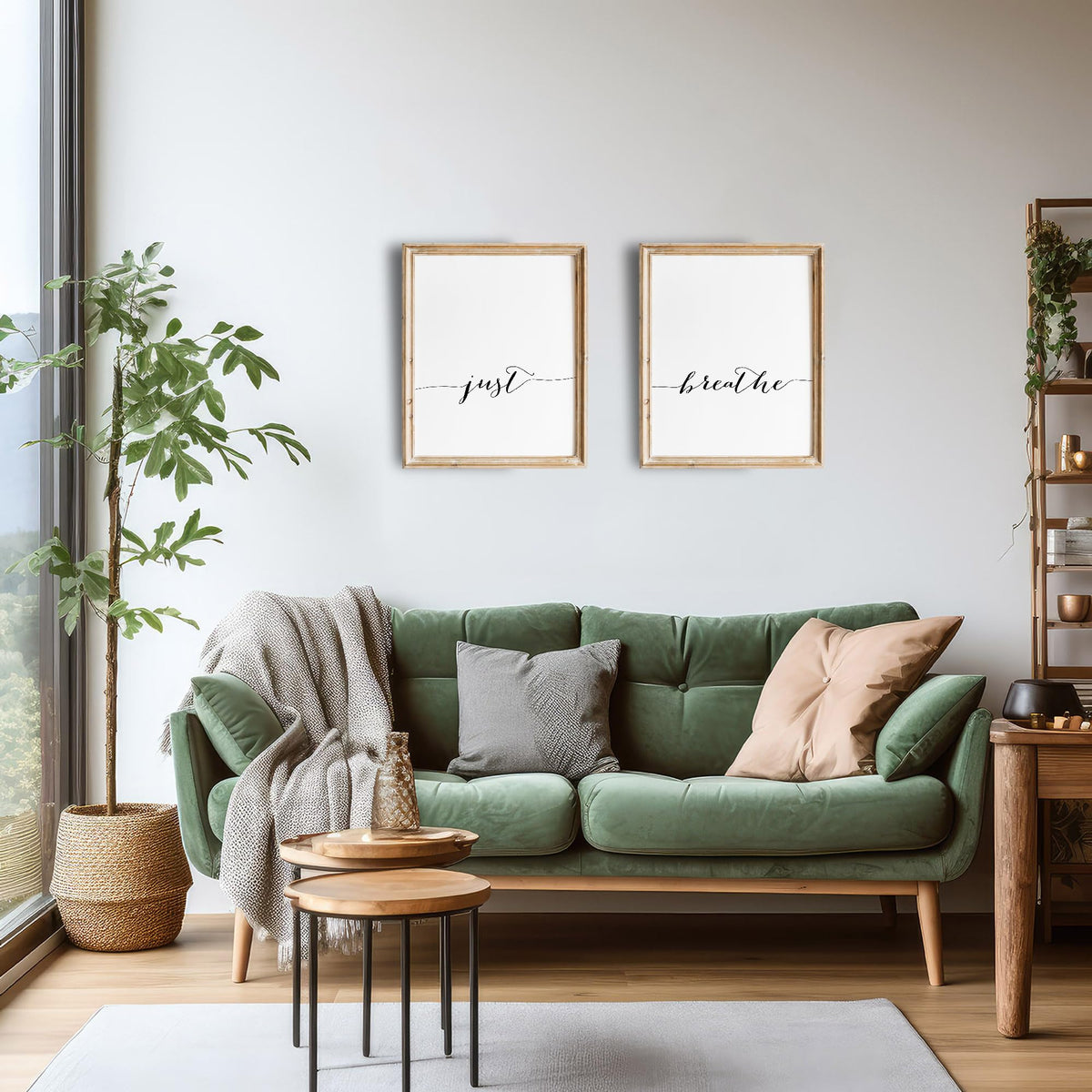 DREAM BIG PRINTABLES Just Breathe Wall Art Prints - Set of 2 - Unframed - 8x10 - Inspirational & Motivational Office Wall Decor - Perfect for Home, Office, or Classroom
