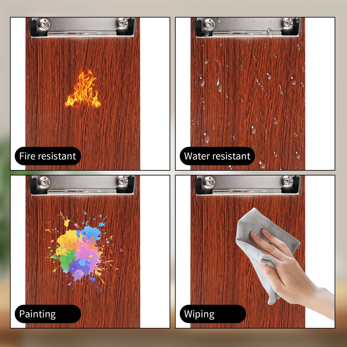 CONEHOY 60 Pcs Mini Wood Clipboard Bulk 8 x 4 '' Check Presenters Clipboard Half Page Small Wooden Clip Receipt Menu Holder for Guest Waitress Restaurants (Coffee)