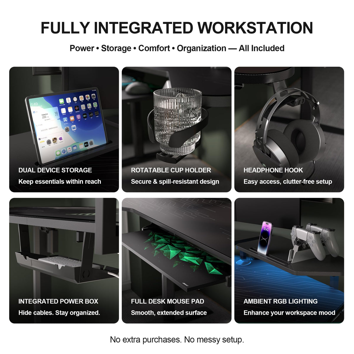 JWX 72" Height Adjustable Gaming Desk, 3-Zone Creator Workstation with Acrylic RGB Lighting, Keyboard Tray & Full Desk Mouse Pad, Dual Motor Sit Stand Desk for Streaming, Studio & Home Office