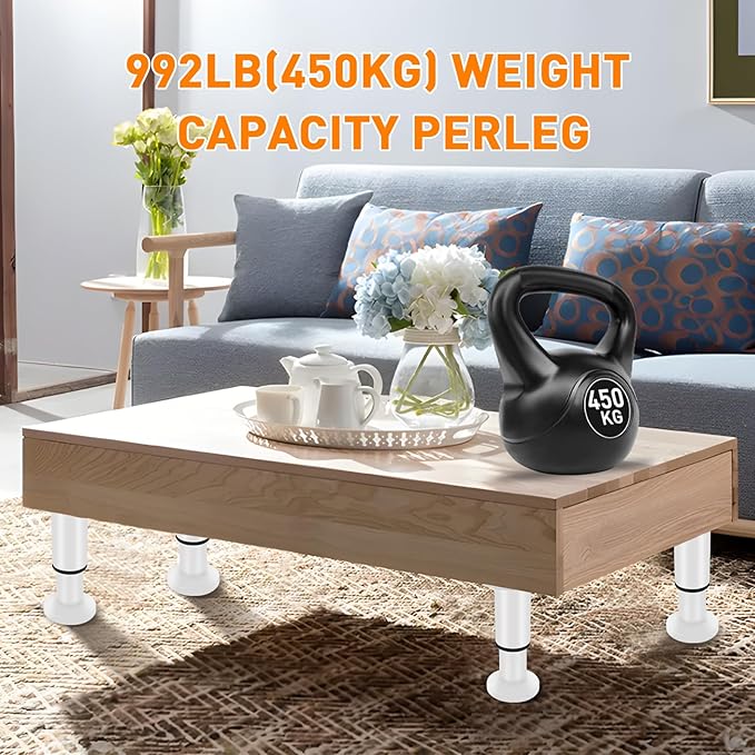 4 Pcs Adjustable Height Furniture Legs 4.72-7.48 inch, Metal Adjustable
