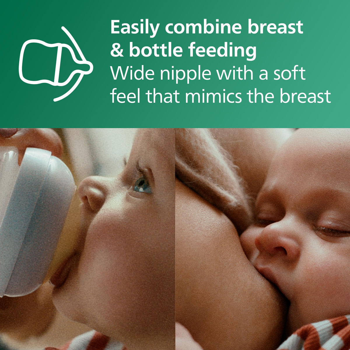 Philips Avent Natural Glass Baby Bottles with Natural Response Nipples (Medium Flow, Flow 3), 8oz, 2-Pack, SCY913/02