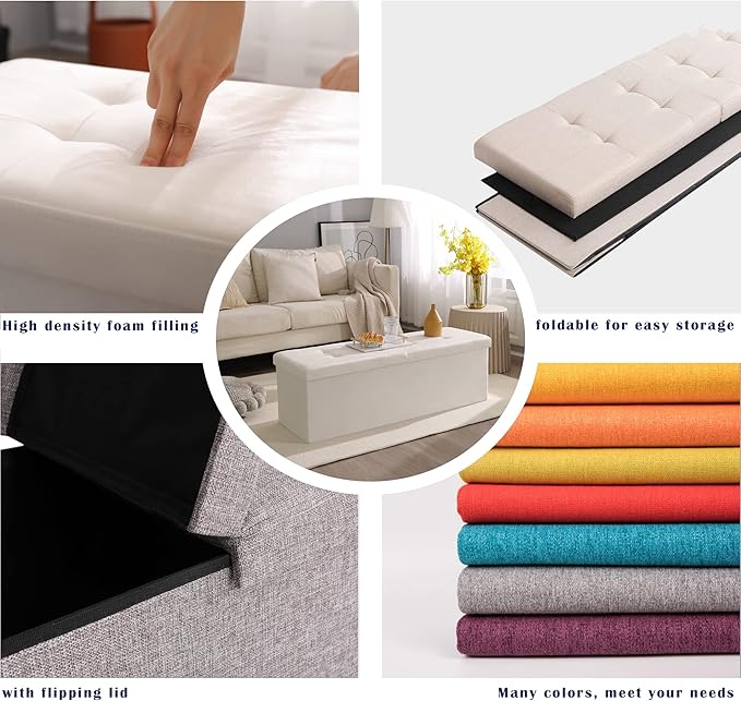 45.3 Inches Foldable Seat Footrest Shoe Bench End of Bed Storage