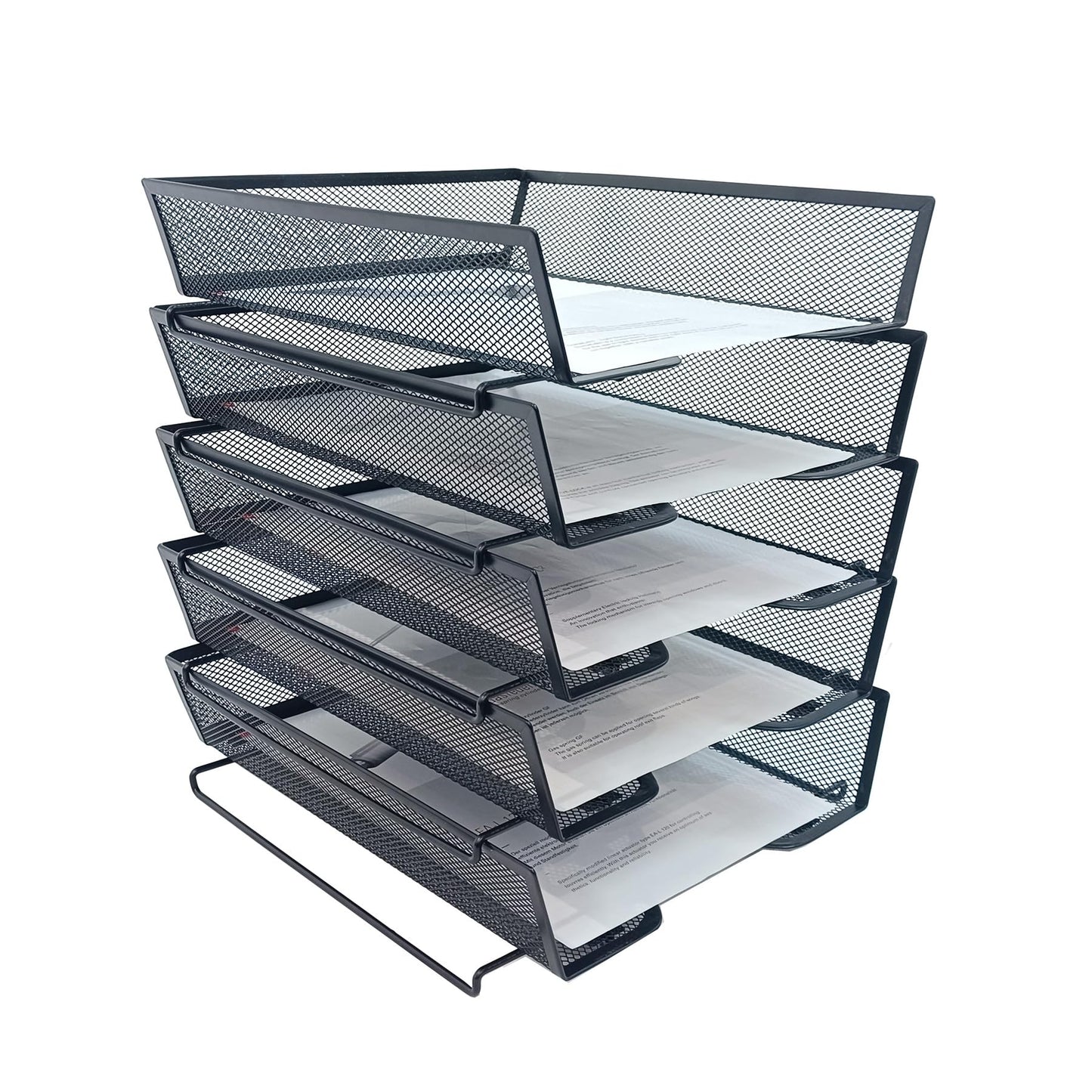SREGGSIY 5 Tier Letter Tray Desk File Organizer,Metal Paper Organizer for Office Supplies,Black