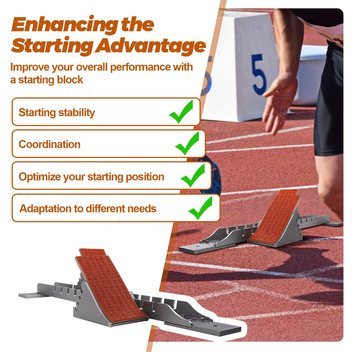 Vaolvpant 35in Starting Blocks with Premium Aircraft-Grade Aluminum 4 Angle Adjustable and Detachable Pedals Ideal for Running Enthusiasts Professional Track and Field Competitions