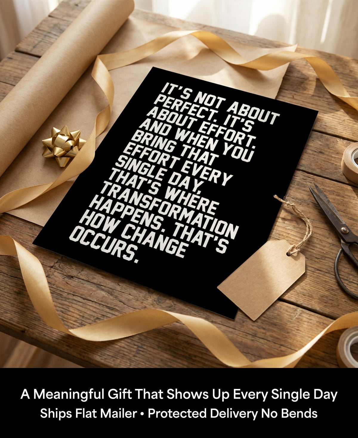 Motivational Wall Art 8x10 – Effort Quote Inspirational Poster for Gym, Office & Classroom – Daily Motivation Print for Weight Loss, Sobriety & Growth Mindset – Unframed, Made in USA