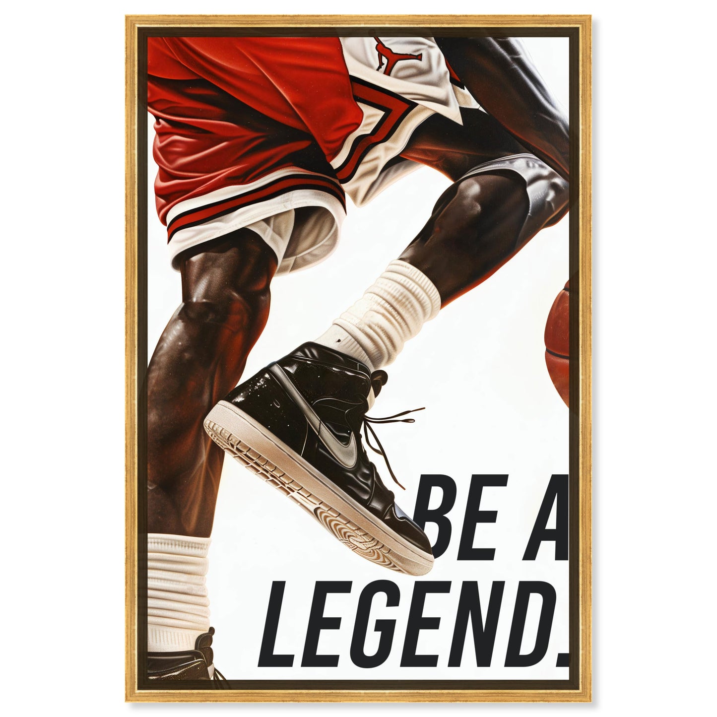 Be A Legend Athlete Motivational Quotes Man Cave Canvas Wall Art by Notoriart, Gold Floater Frame, 36"x54"