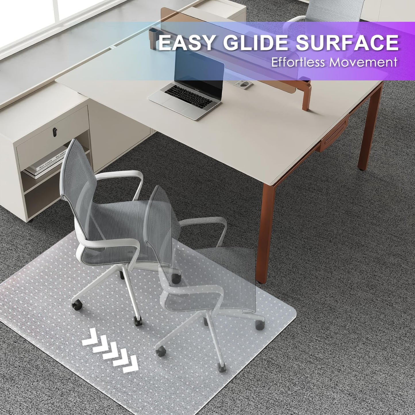 Vicwe Office Chair Mat for Carpet, 32''x 48'' Computer Desk Chair Mat for Carpeted Floors, Easy Rolling Hard Mat for Office Chair on Carpets, Anti-Slip Carpet Protector Mat Clear,Ship Flat