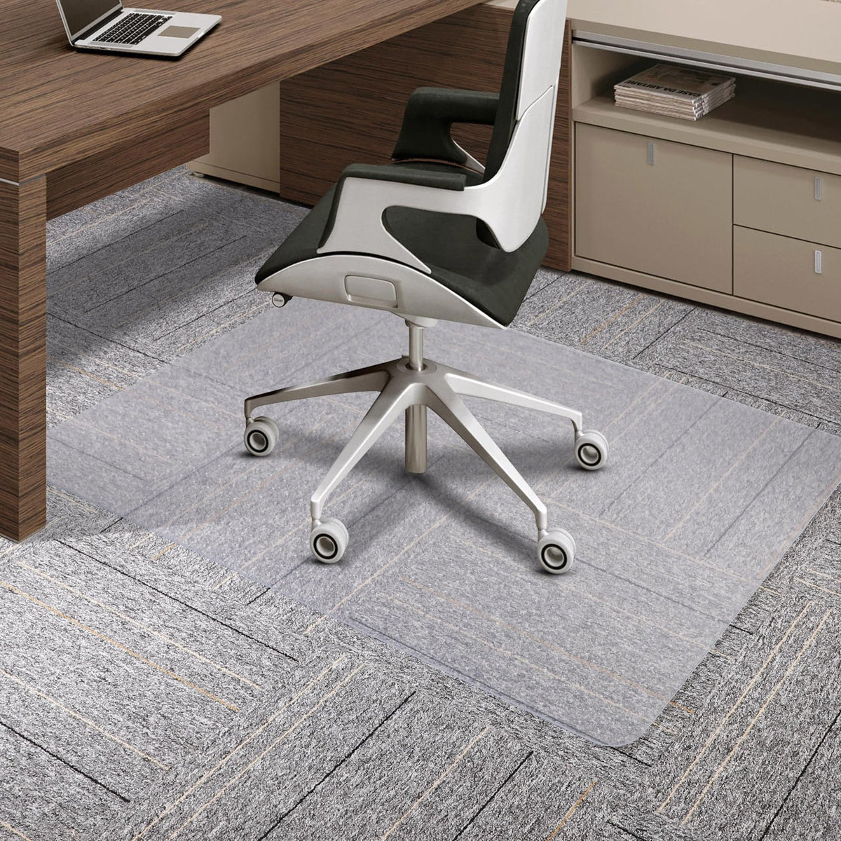 Clear Chair Mat for Carpet, QQpony 46" x 60" Office Chair Mat for Carpeted Floors, Heavy Duty Rolling Floor Protector Computer Desk Mat with Grips, Vinyl Floor Mat for Home Office (Clear)