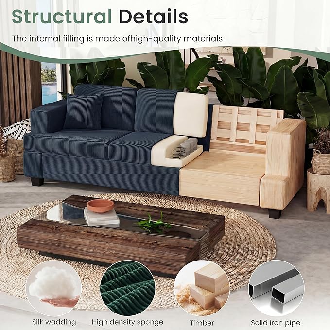 YOUDENOVA 2 Piece Set Comfy Sofa Couch, 3 Seater & Loveseat Sofa