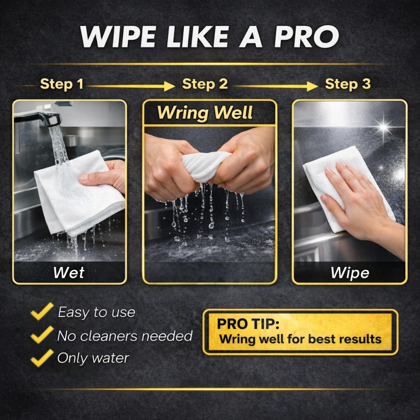 Microfiber Magic Streak Free Cleaning Cloth 6 Pack Clean Any Surface With Just Water Eco Friendly Environmentally Safe Perfect for Window, Mirror, Kitchen, Counters, Appliances, Car, Cycle, TV Screen