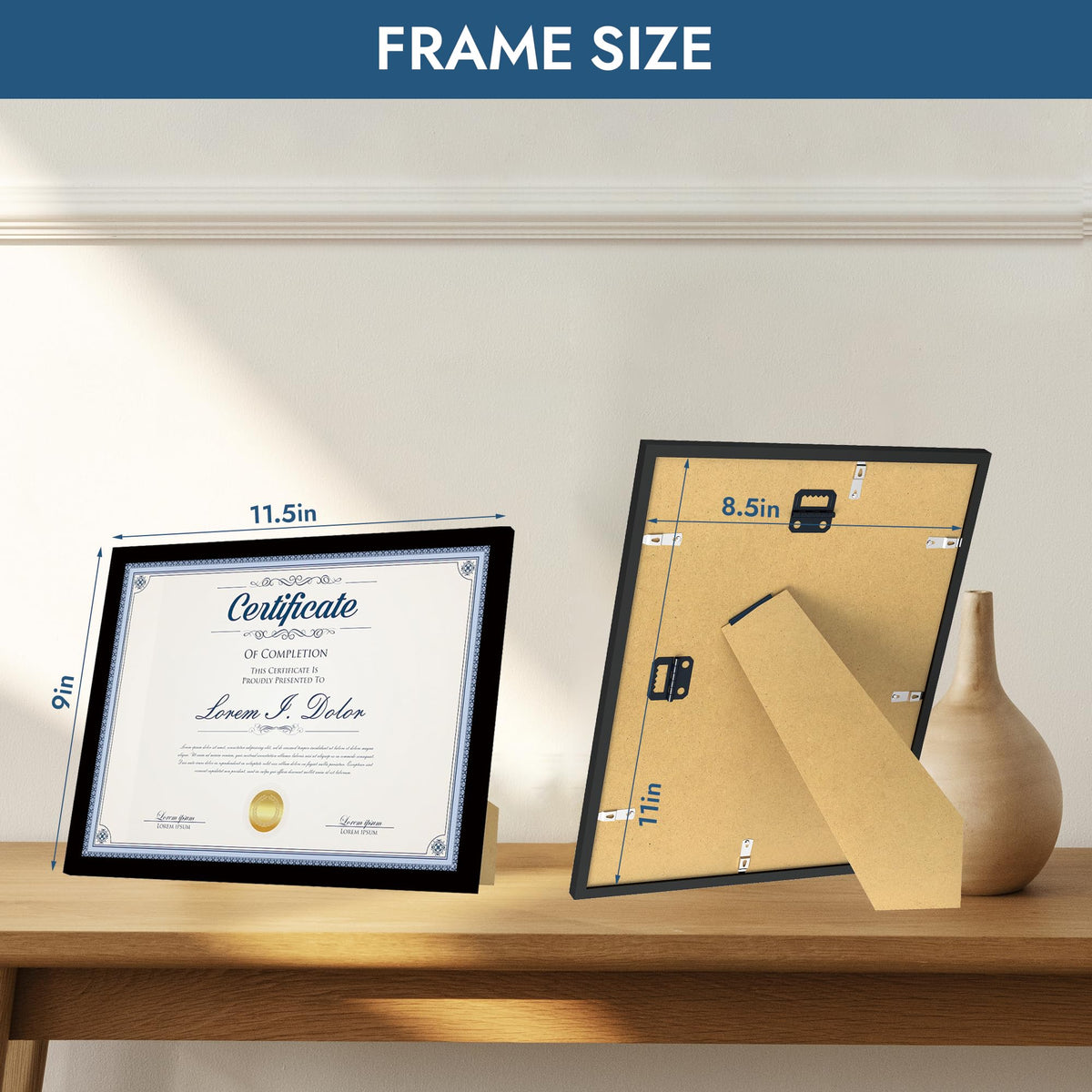 Hongkee 8.5x11 Picture Frame Set of 6,Black 8.5x11 Photo Frames Bulk for Document Certificate Award Diploma, Wall Hanging or Tabletop Display