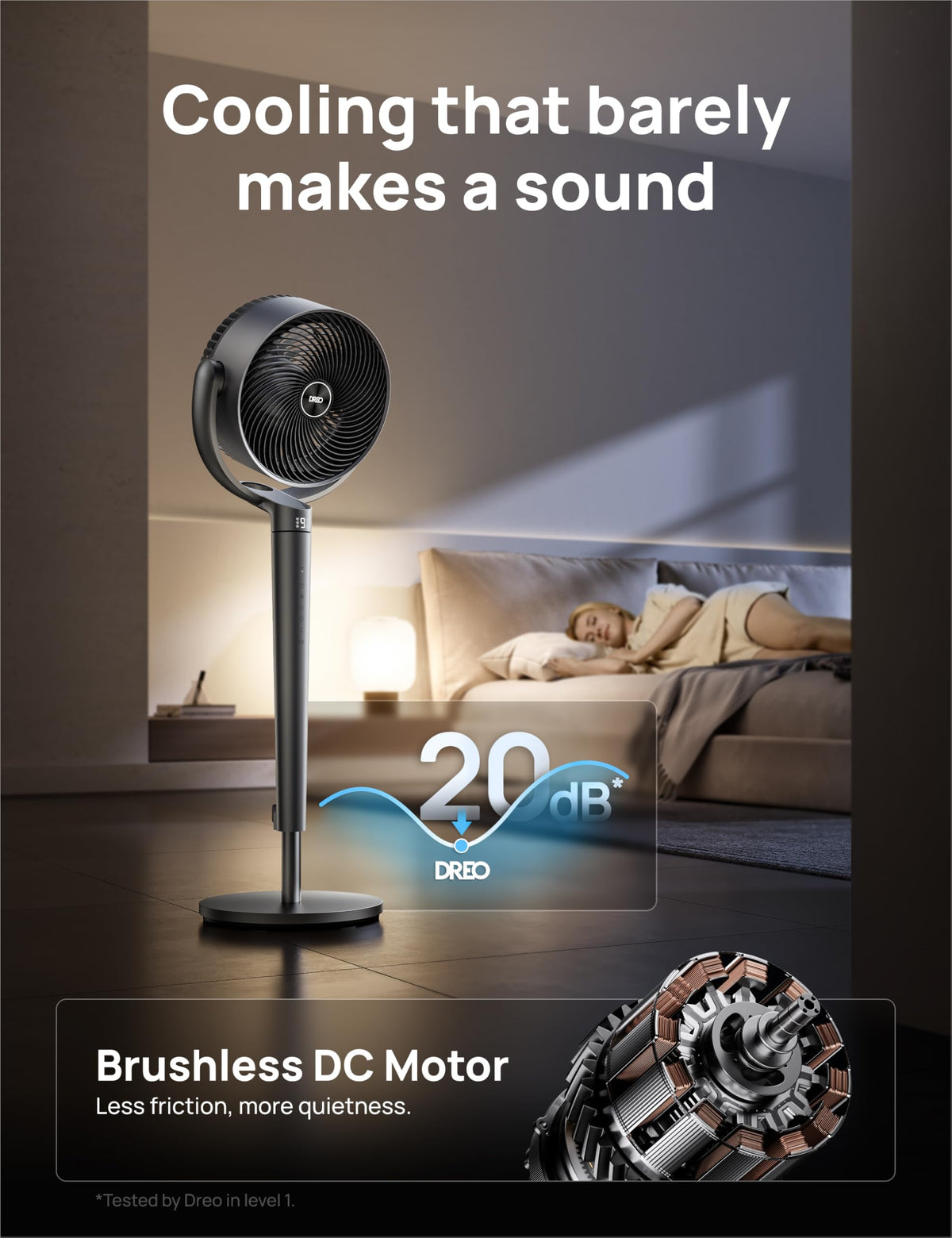 Dreo Smart Fan for Bedroom, 110ft Pedestal Fan with DC Motor, 150°+120° Omni-Directional Oscillation, Quiet Floor Fan with Smart Control, 9 Speeds, 6 Modes, 43'' Inches, 12H Timer, Wi-Fi/Voice/Alexa