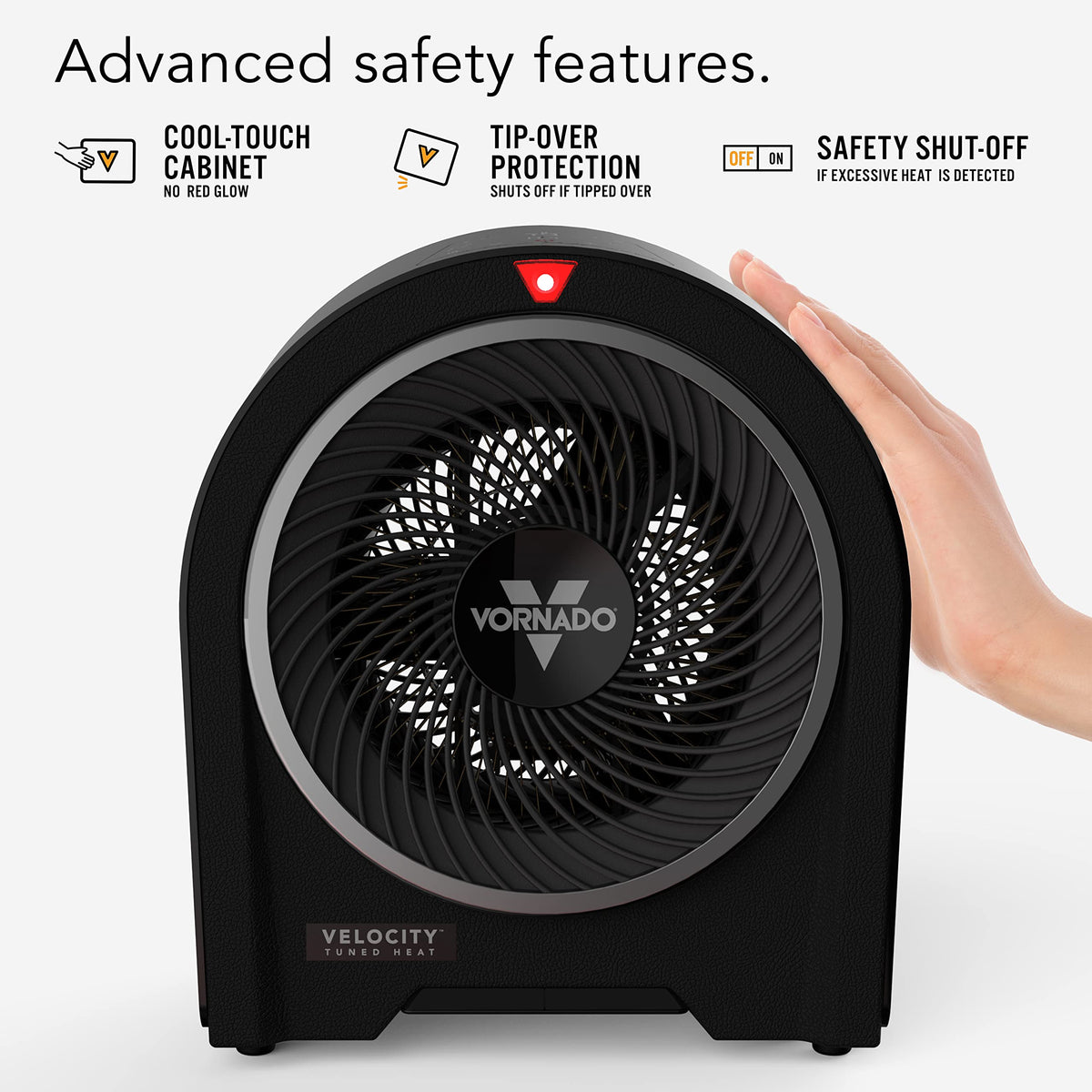 Vornado Velocity 5R (2025) Whole Room Space Heater with Remote, LED Touch Controls, Digital Thermostat, Locking Controls, 1-12 Hour Timer, Automatic Climate Control, Powerful Heater for Bedroom, Black
