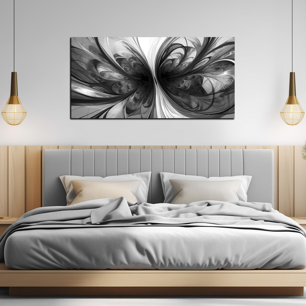 TYTAUPT Black and White Pictures for Wall Abstract Art Wall Decor for Living Room Bedroom Office Wall Art 24 x 48 Inch