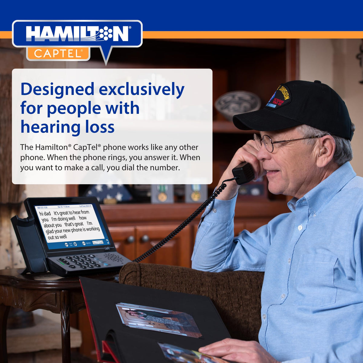 Hamilton CapTel 2400iSPNBT Captioned Telephone, Hearing Impaired Phones, Volume Control with up to 40dB Amplification Gain, Large Touch Screen Display, Wi-Fi Capable, Answering Machine & Speakerphone