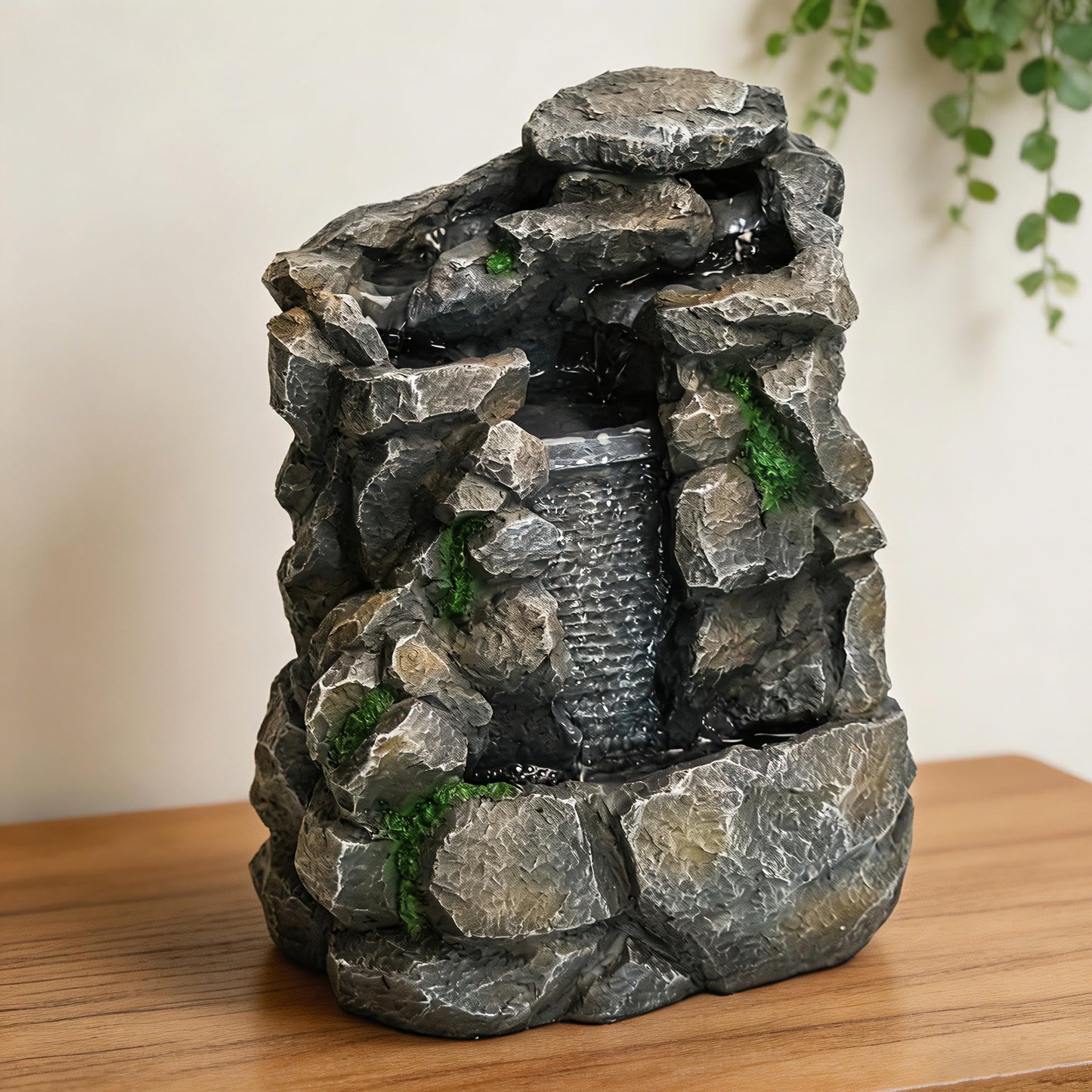 WZAPPKEW Waterfall Fountain Indoor Water Fall Theme Tabletop Zen Fountain for Home Decor Desk Fountain for Relaxation Meditation(Waterfall)