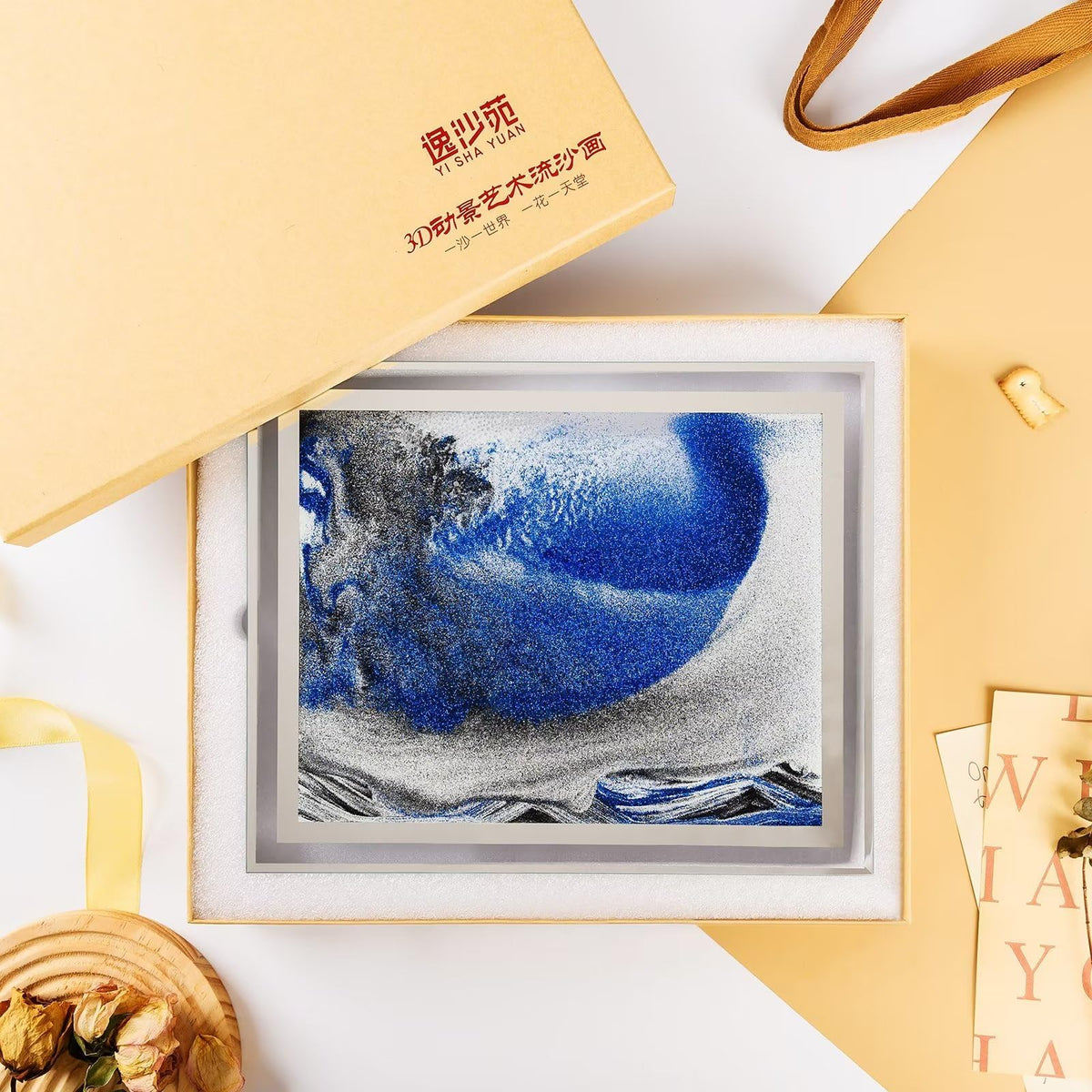 LCDOCLAK Moving Sand Art Picture (12 * 10 in),3D Hourglass Deep Sea Sandscape,3D Desktop Art for Home Office Decoration
