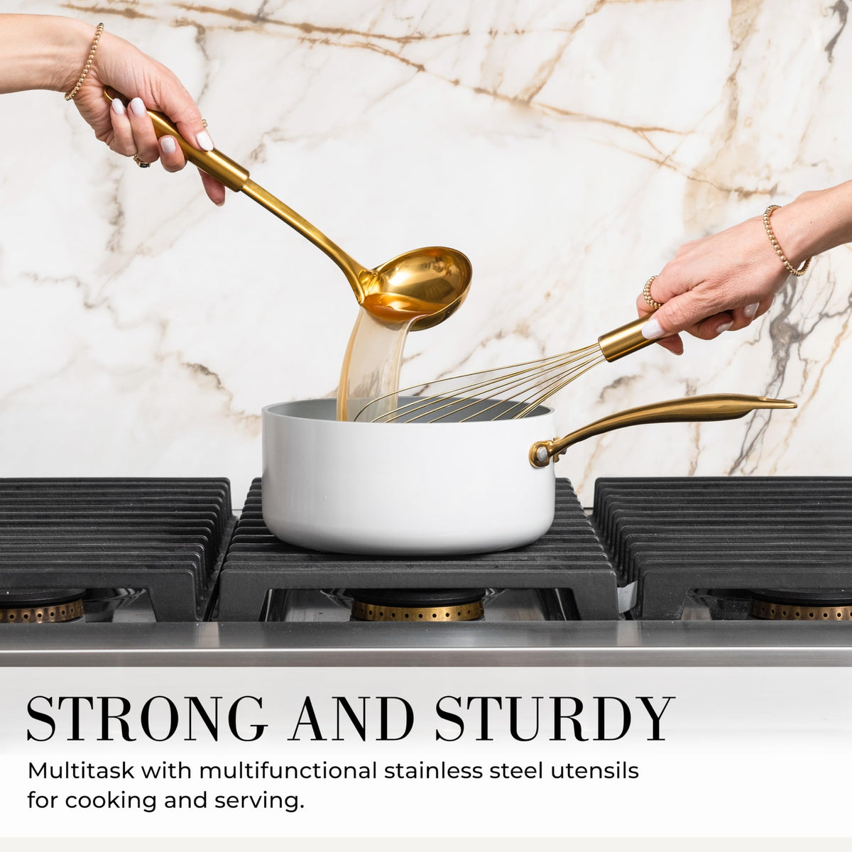 Black and Gold Kitchen Utensils Set - 7-Piece Silicone Cooking Tools with Gold Utensil Holder for Nonstick Cookware and Modern Kitchens - Stylish Luxury Kitchen Accessories