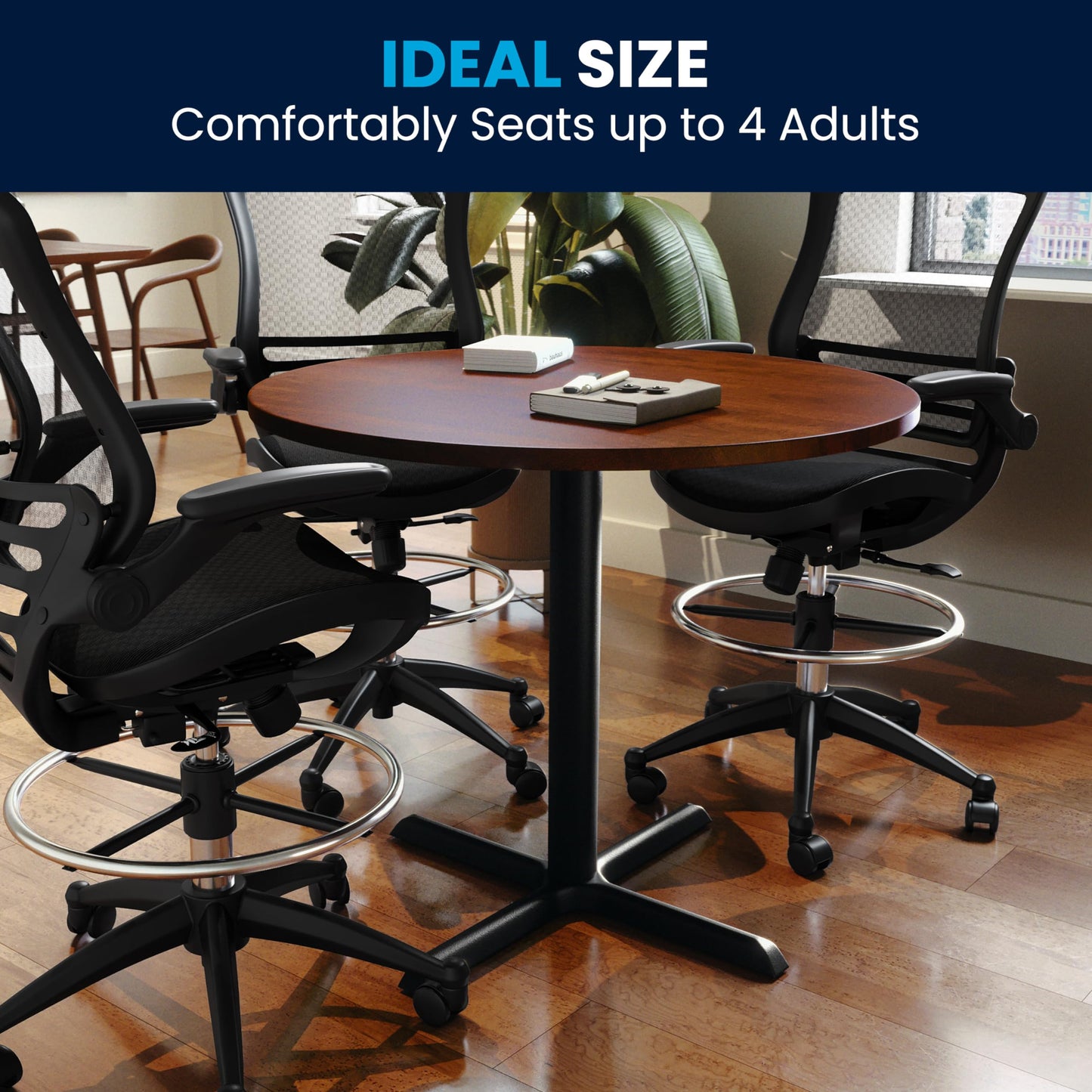 Flash Furniture Chapman 36" Round Multi-Purpose Conference Table in Cherry