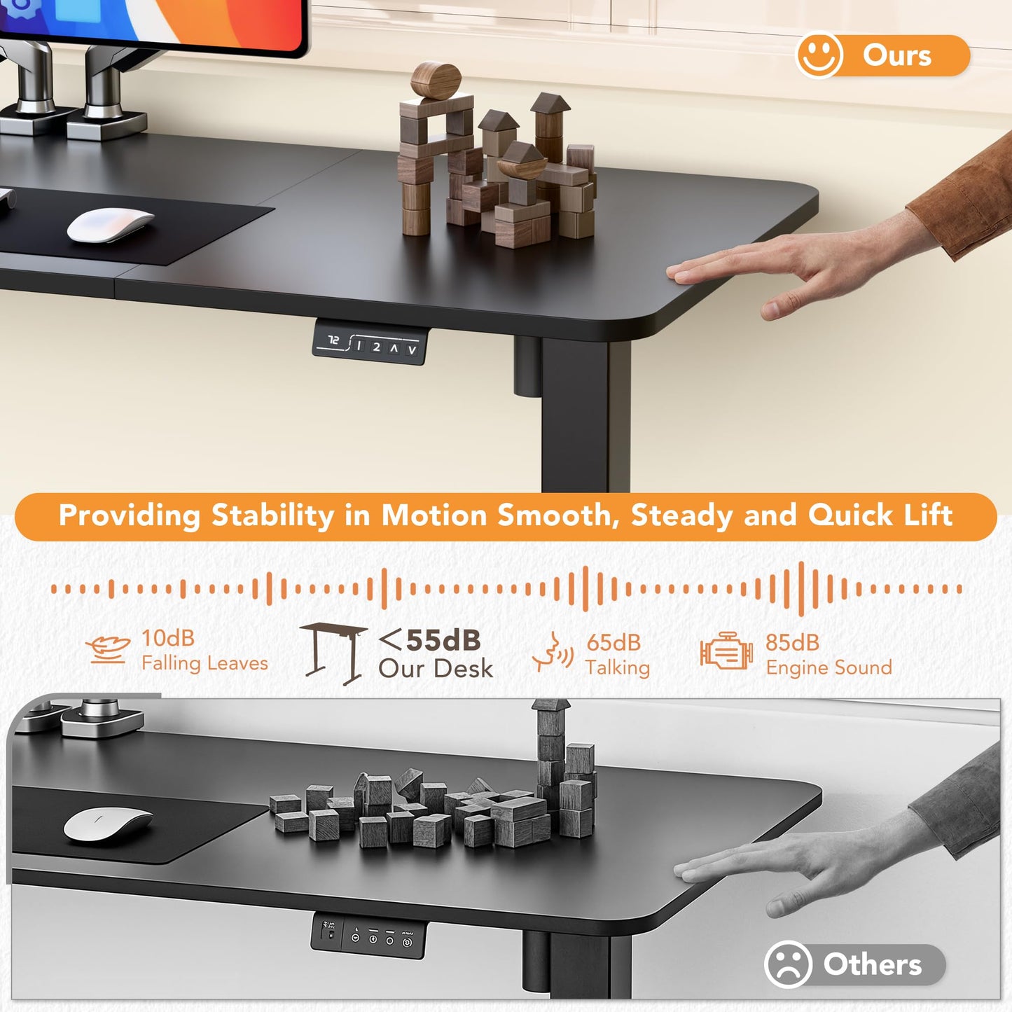 Furmax 55 x 24 Inches Electric Height Adjustable Standing Desk Large Sit Stand Up Desk Home Office Computer Desk Memory Preset with T-Shaped Metal Bracket, Black