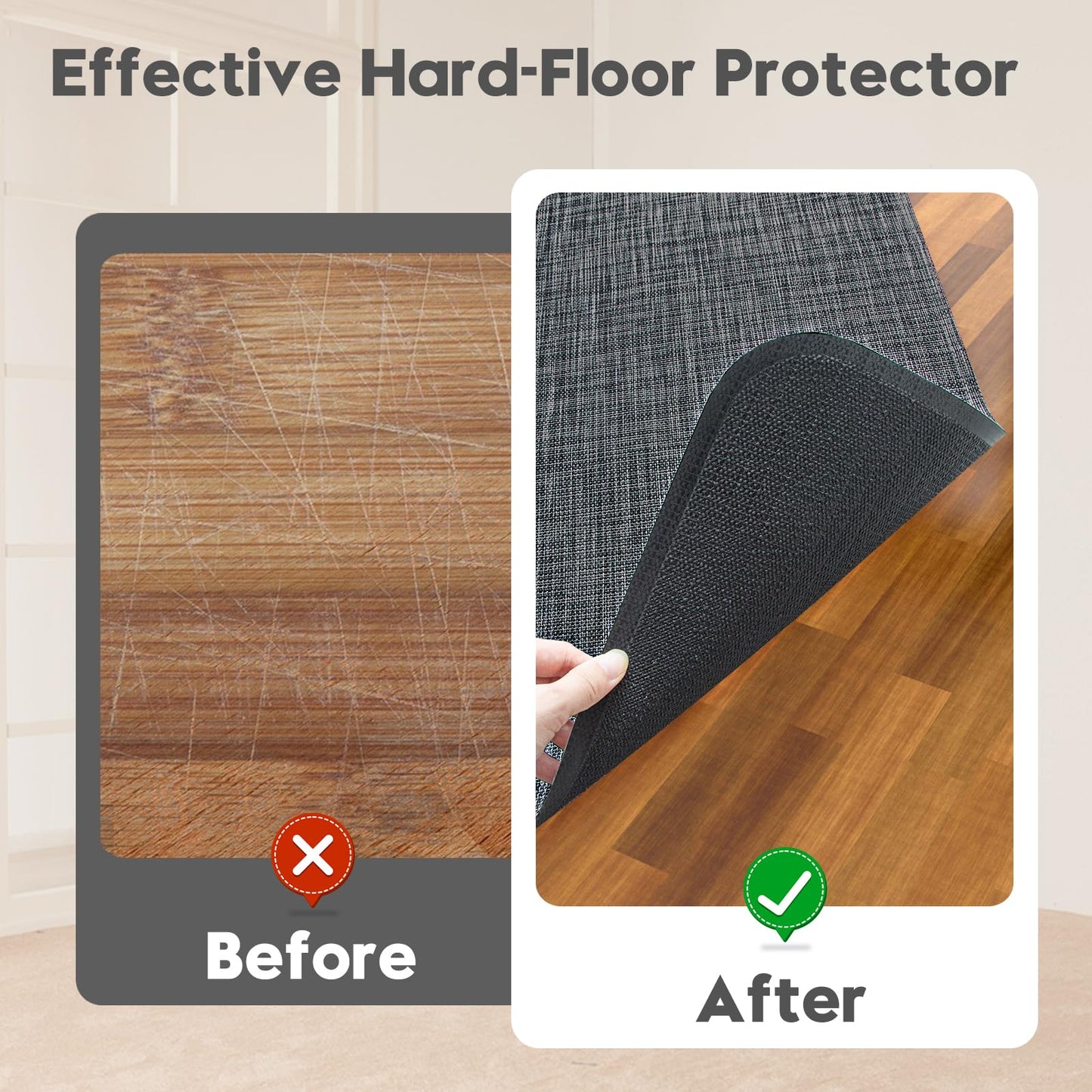 Wansimoo Office Chair Mat for Hardwood and Tile Floor, 36"x48" Floor Mat, Heavy Duty Computer Gaming Chair Mat, Anti-Slip, Non- Curve, Desk Chair Mat, Floor Protector for Home Office(Black)